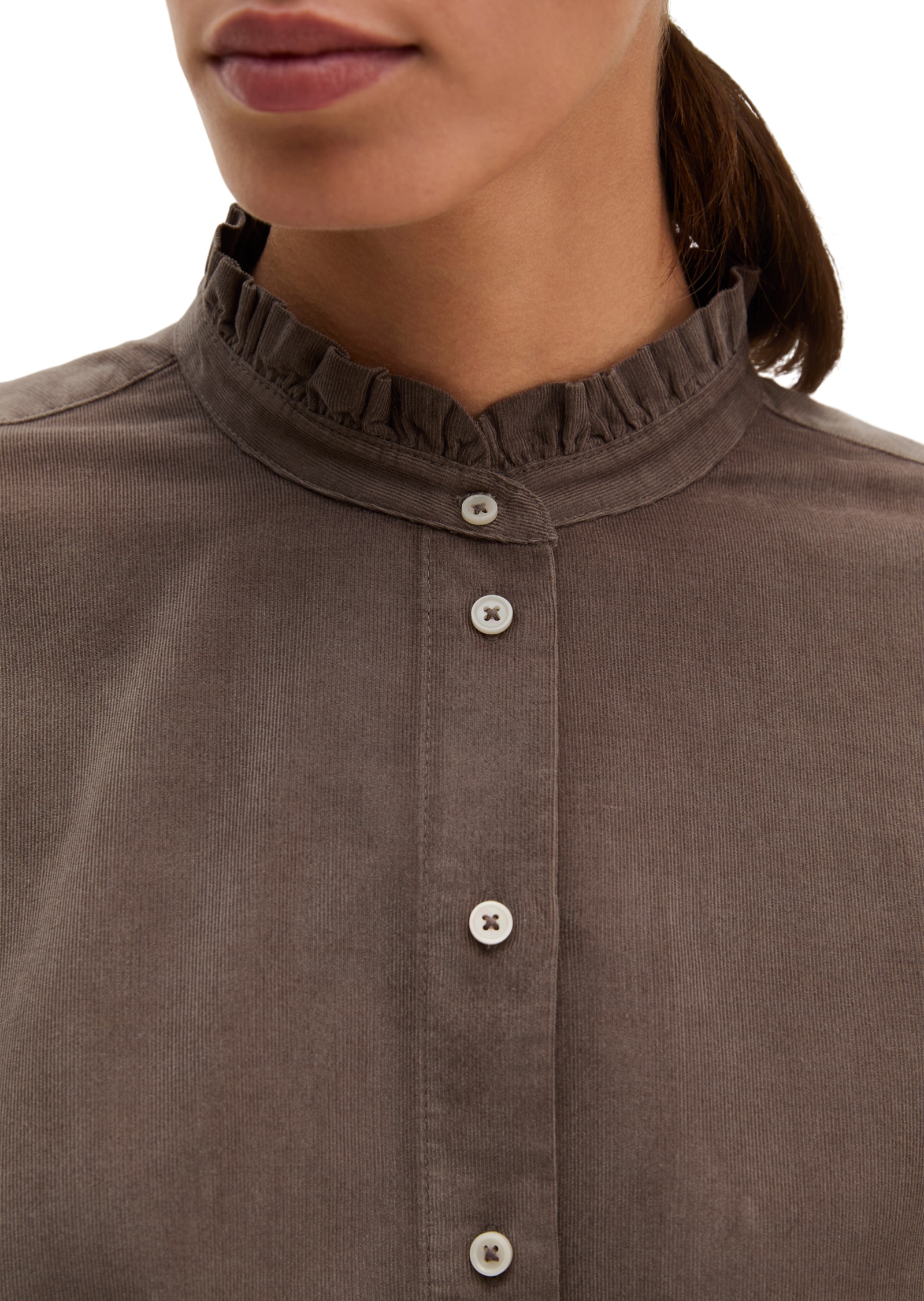 Marc O'Polo Rüschenbluse in Cord-Qualität, mit Bio-Baumwolle