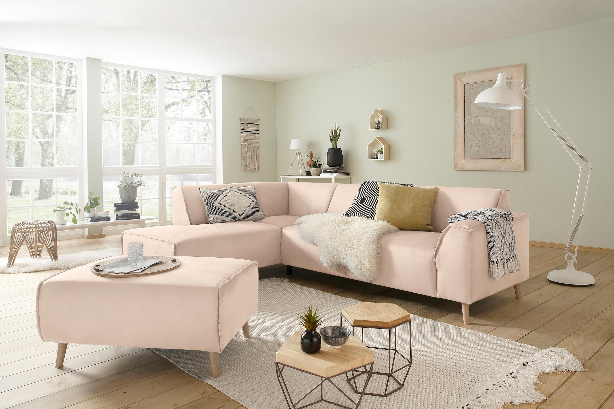 Home affaire Hocker »Julia«, mit Keder und Holzfüßen