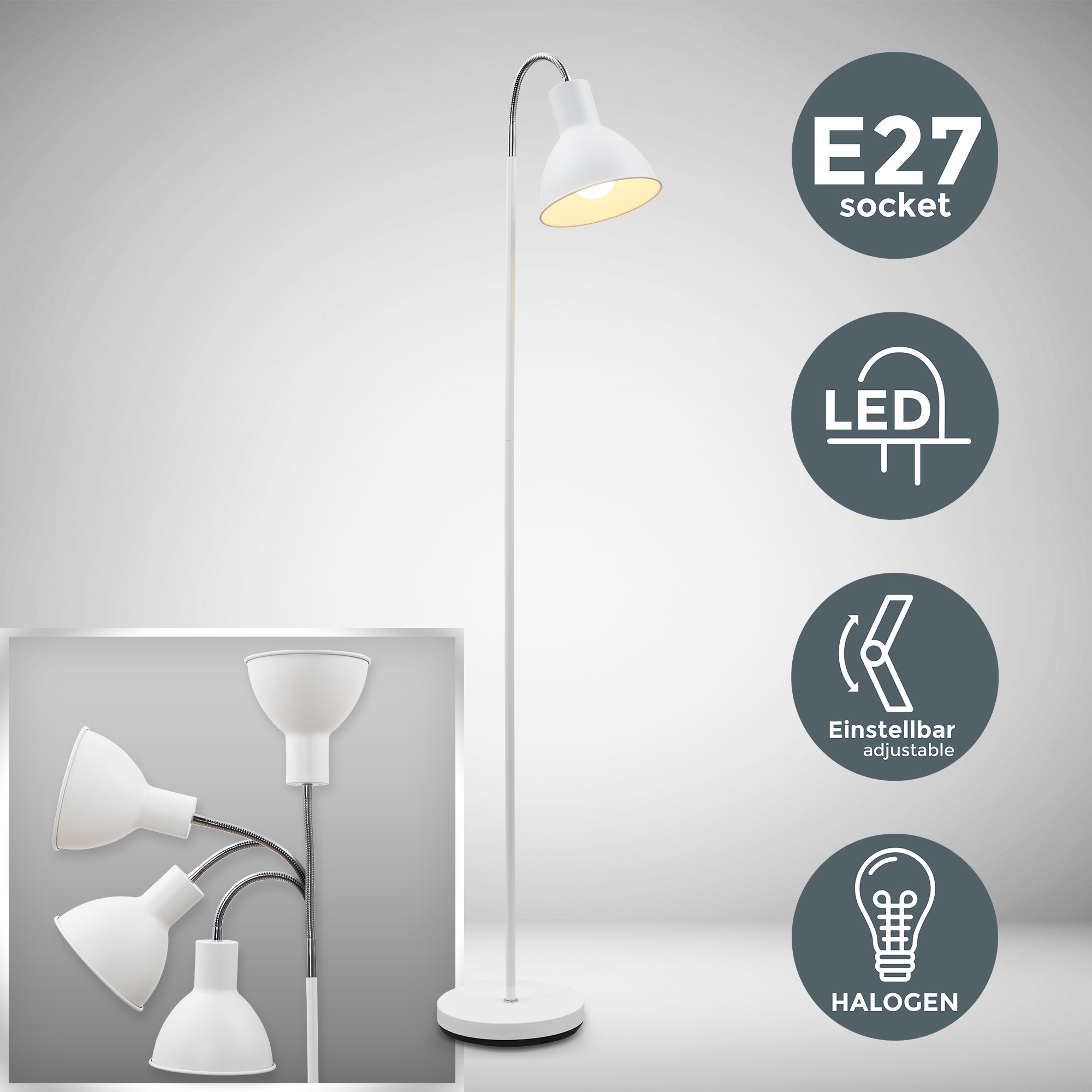 B.K.Licht LED Stehlampe, 1 flammig, Leuchtmittel E27   ohne Leuchtmittel, S günstig online kaufen