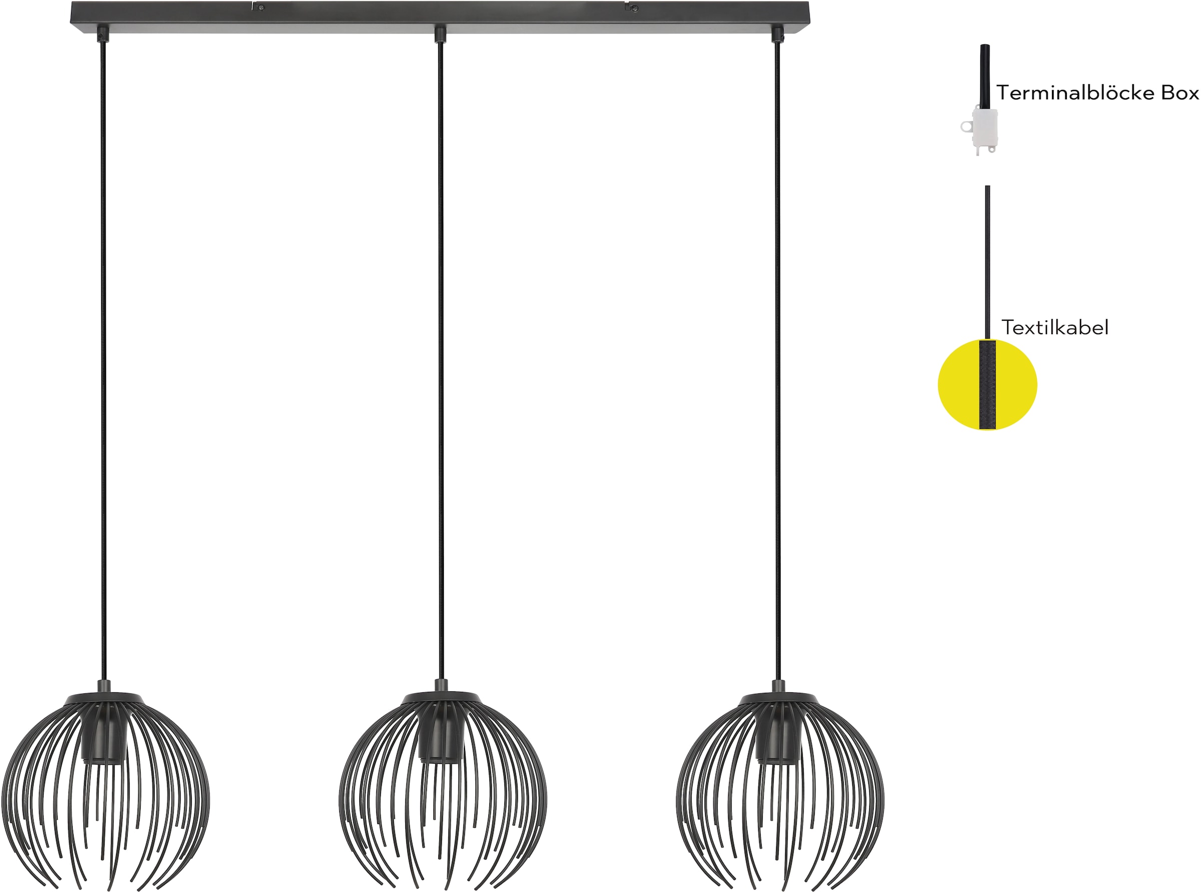 OTTO home Pendelleuchte »Tonnia - Hängelampe, höhenverstellbar, Pendellampe, Metall« E27 1 Stk. Lichteffekt durch Gitter-Optik, liefert eingeschaltet Schattenoptiken