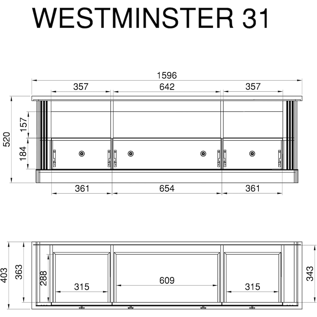 Home affaire Lowboard »Westminster«, im angesagten Landhaus-Look