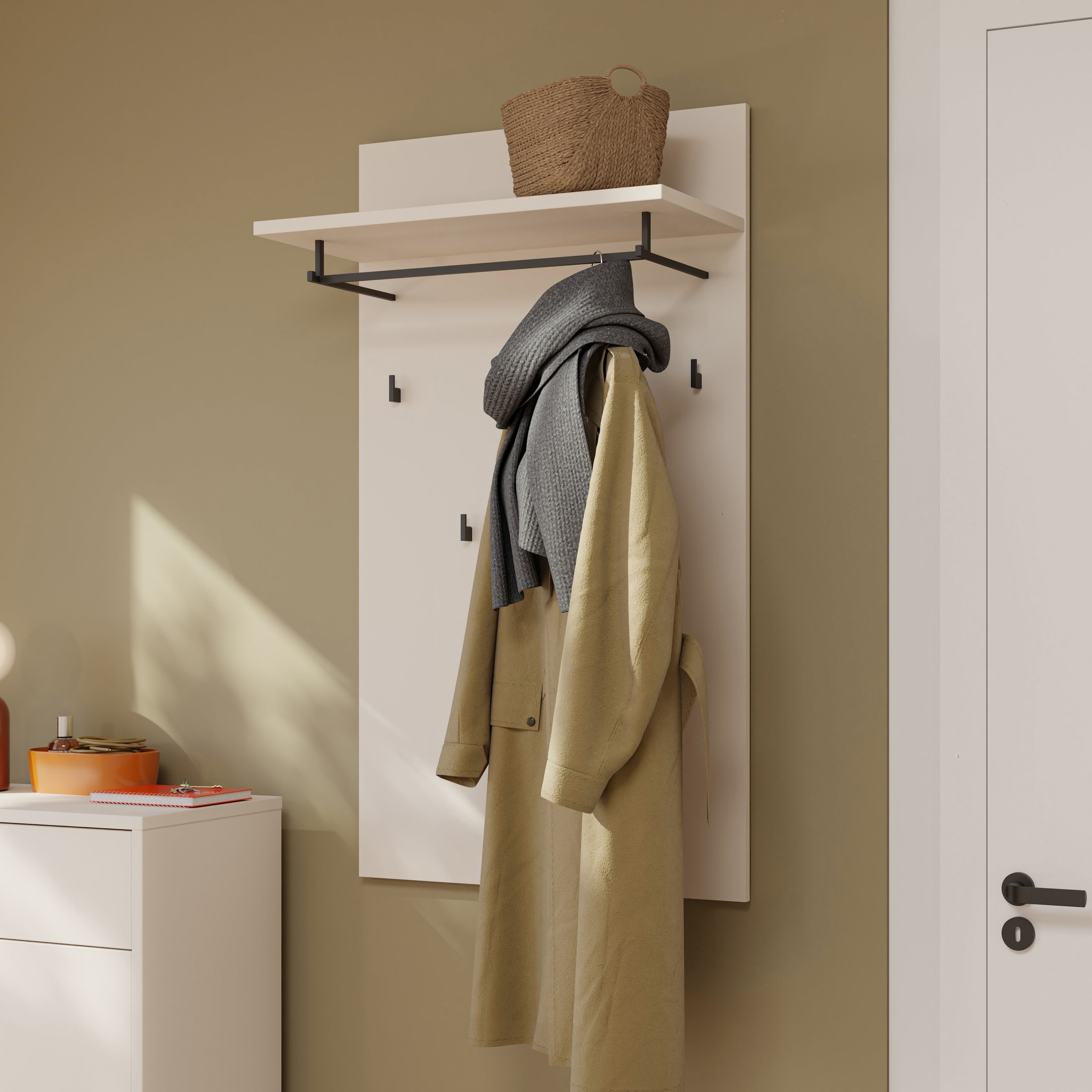 FORTE Garderobenpaneel B/H/T 74/127/30 cm, Wandmontage,