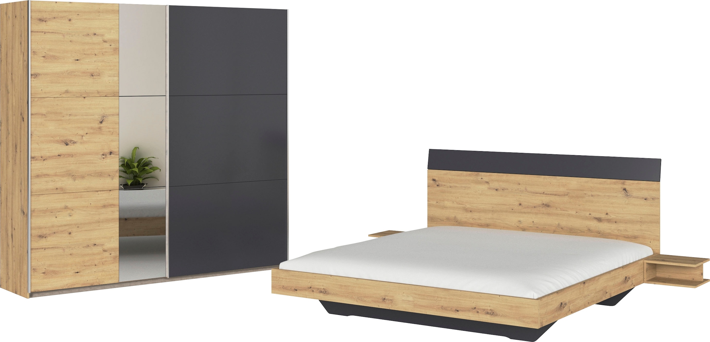 rauch Schlafzimmer-Set »Monza« mit Schwebetürenschrank Breite 218 cm, Bettanlage in 2 Breiten