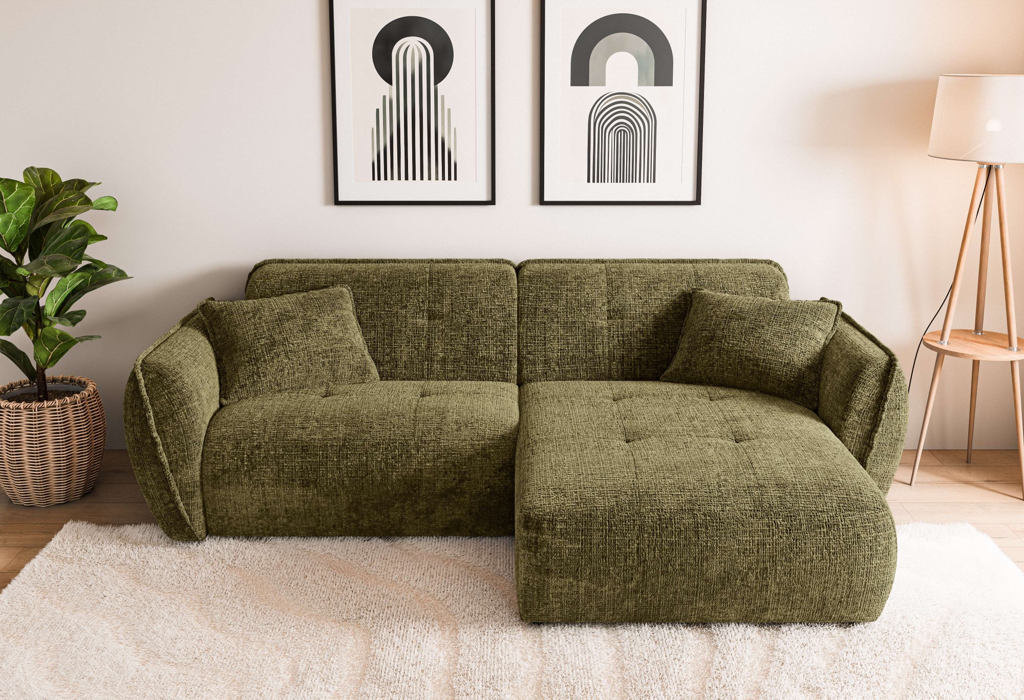 Home affaire Ecksofa »MIRELDA L-Form mit Steppungen, Recamiere rechts/links günstig online kaufen