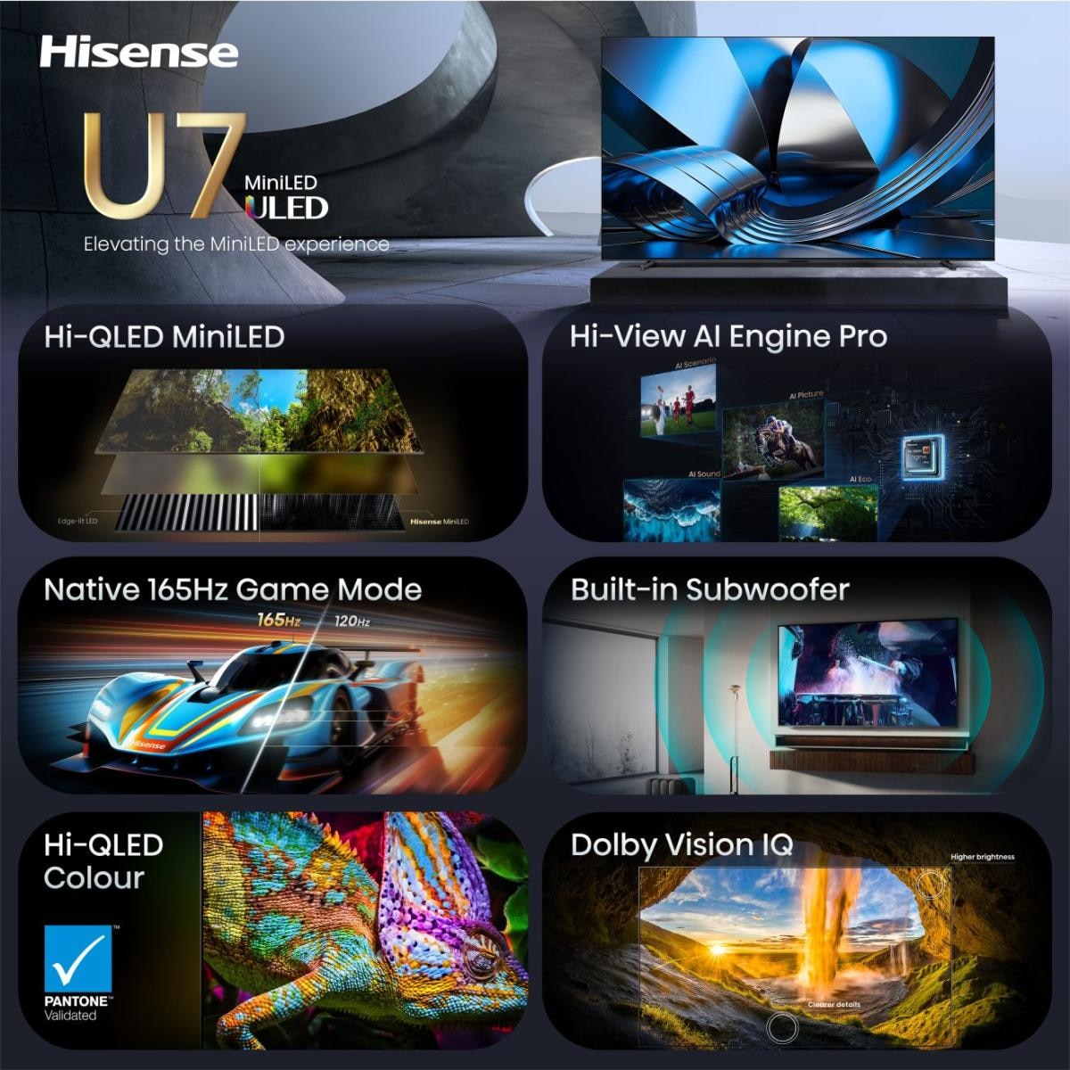Hisense QLED-Fernseher »100U7DSE« 253 cm/100 ″ Smart-TV
