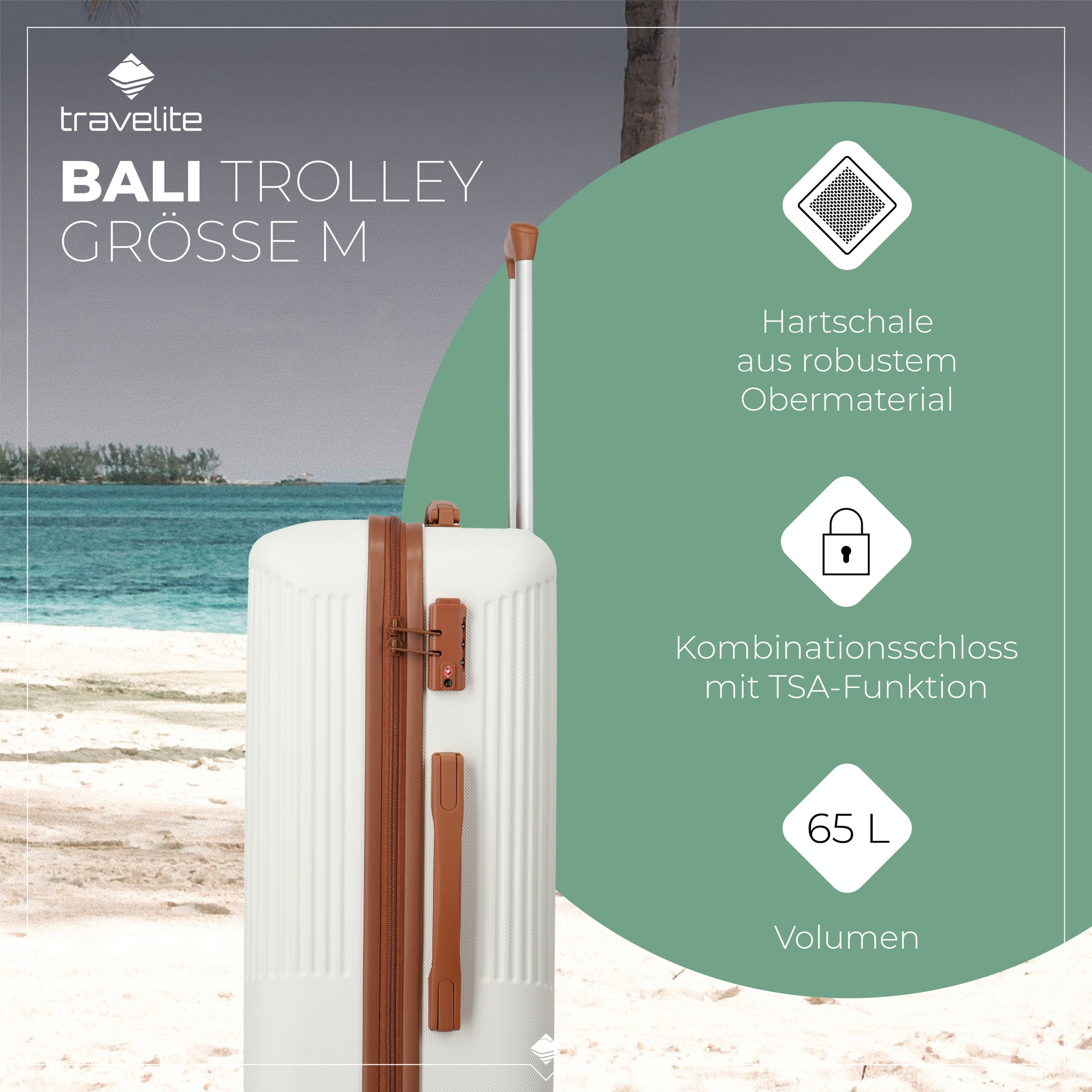 travelite Hartschalen-Trolley »BALI, in verschiedenen Größen und Farben«, 4 Rollen, Hartschallenkoffer Reisegepäck Reisekoffer TSA Schloss