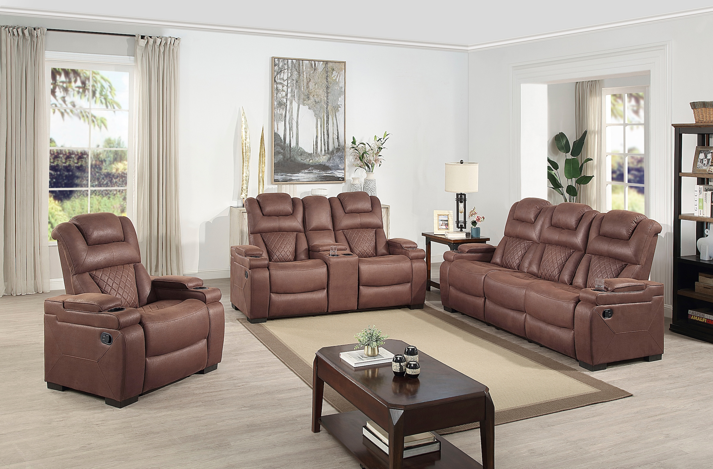 ATLANTIC home collection 3-Sitzer »Faris« Zwei Relaxfunktionen, klappbare Konsole mit Getränkehalter