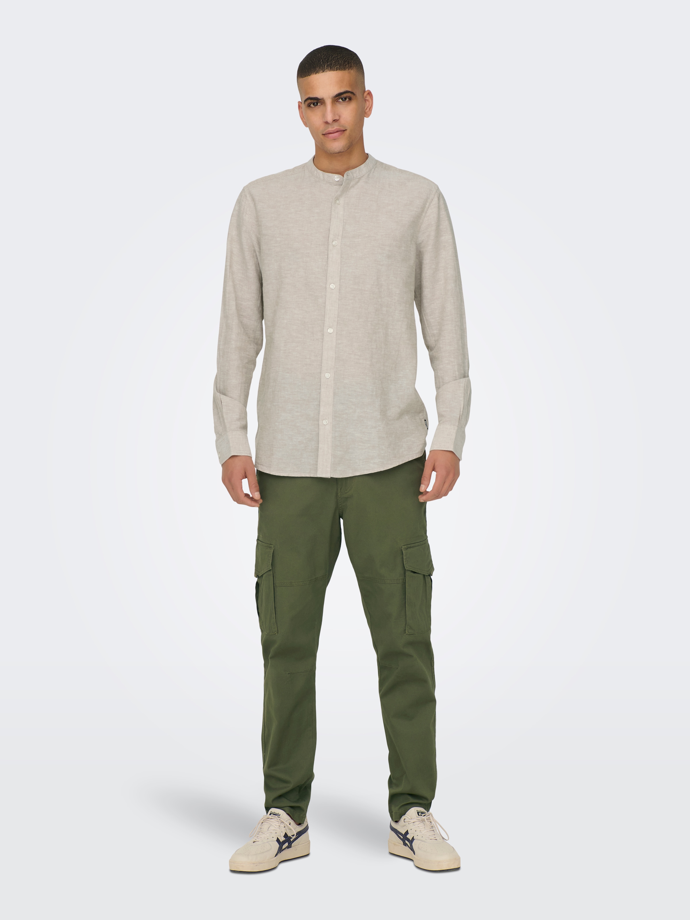ONLY & SONS Langarmhemd »ONSCAIDEN LS SOLID LINEN MAO SHIRT NOOS«