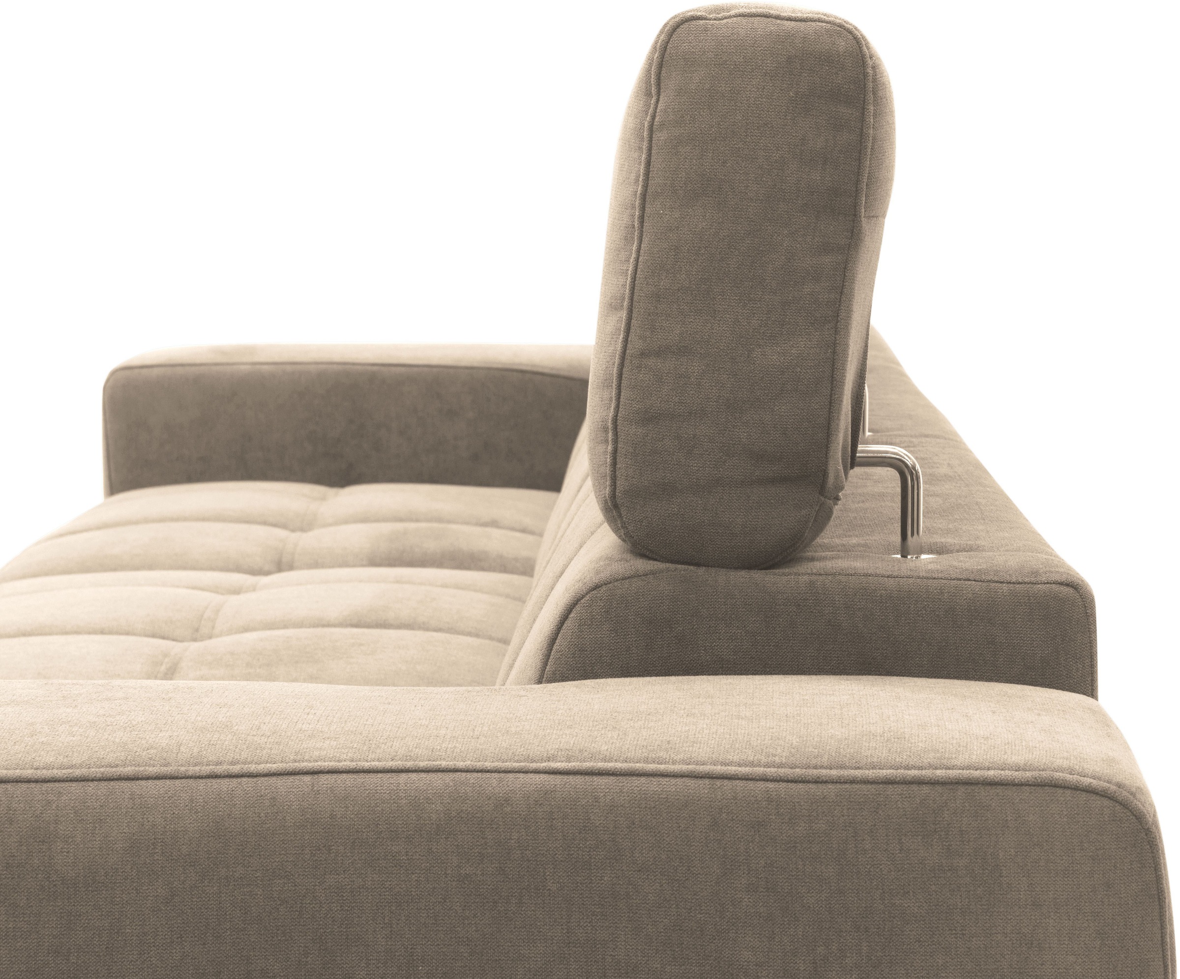 DOMO collection Ecksofa »Trento L-Form, mit Kufenfuß oder Einzelfuß«, wahlweise mit Kopfteilverstellung, Recamiere links/rechts bestellbar