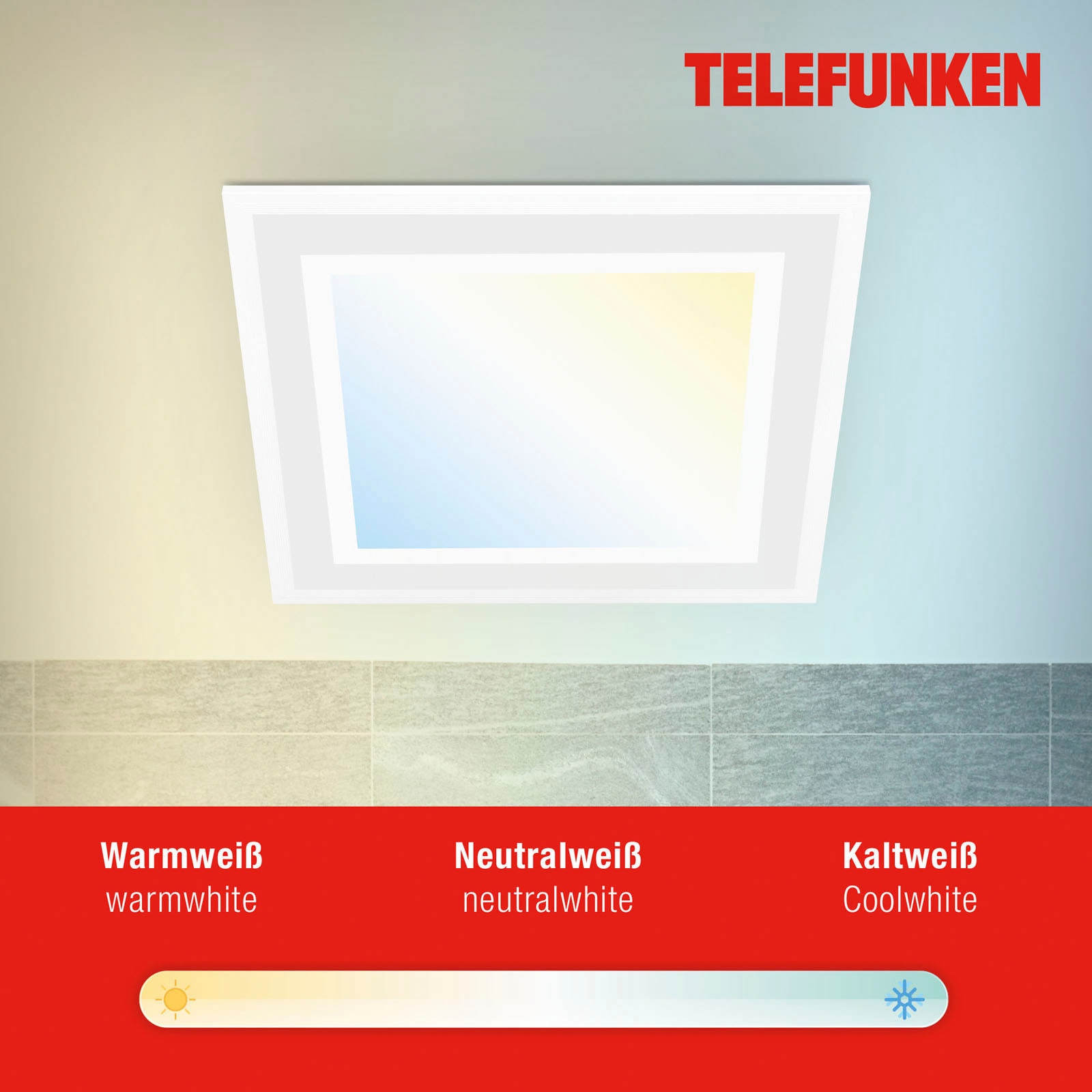 Telefunken LED Panel »318806TF FRAMELIGHT«, Leuchtmittel LED-Board | LED fest integriert, Deckenleuchte Panel CCT RGB Beleuchtung Framelight 24W 2400lm, 44,5 cm