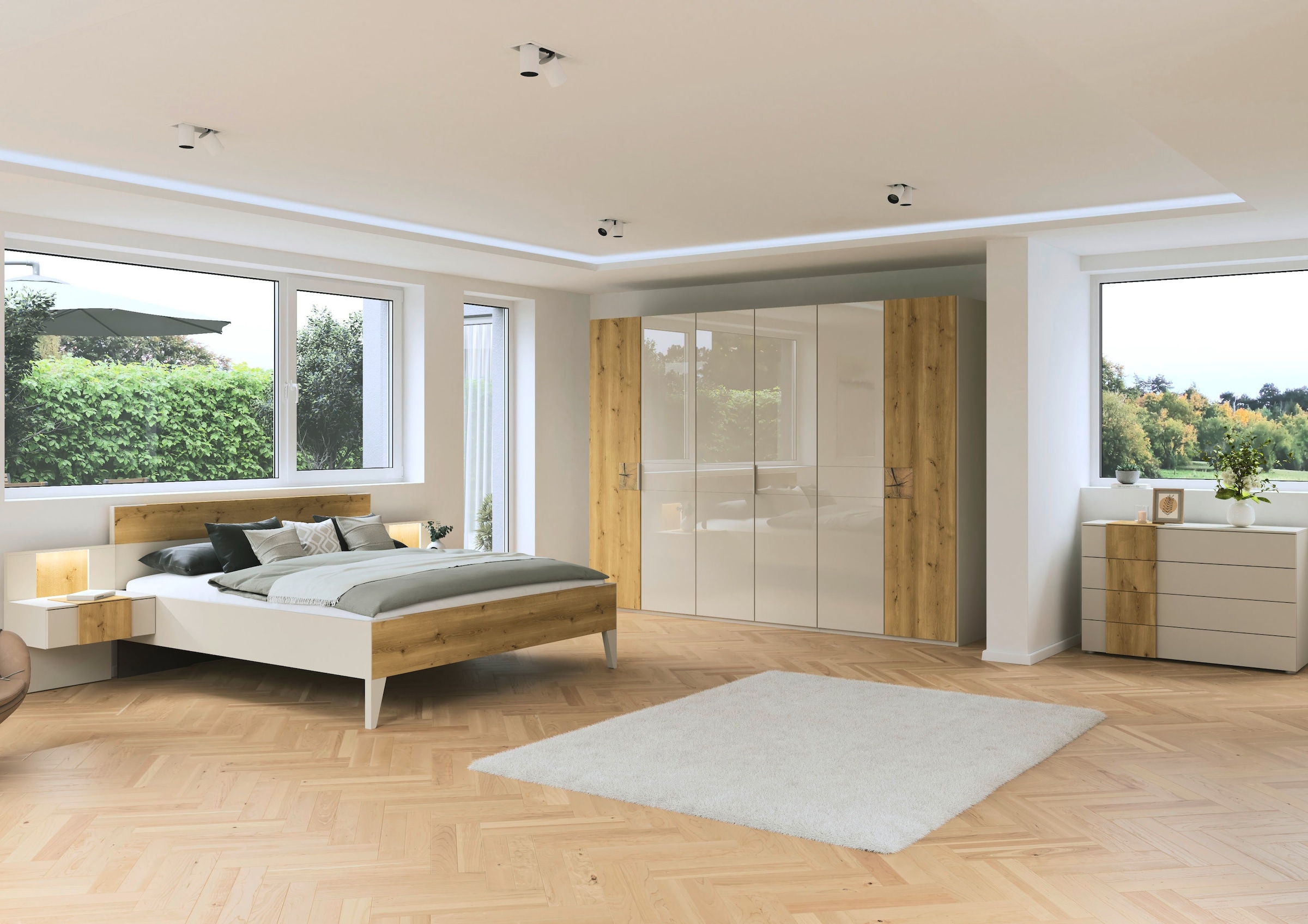 rauch Schubkastenkommode »Sideboard Kommode Schubladenkommode KONA« Breite 120 cm, Höhe 81 cm,  Absetzung Asteiche massiv, inkl. Soft-Close-Funktion MADE IN GERMANY