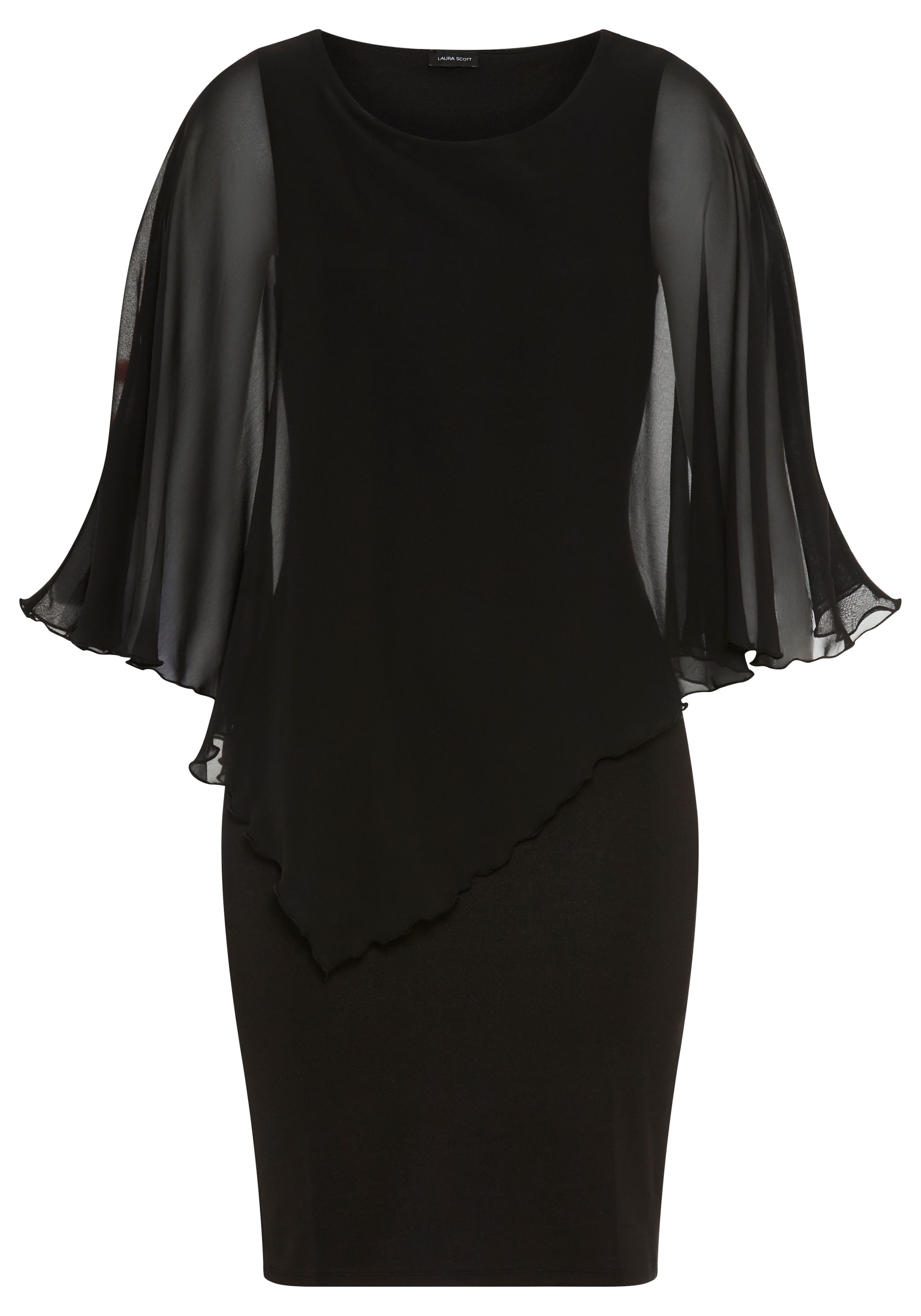 Laura Scott Abendkleid in unifarbener Optik, aus Materialmix mit Milano Rib und Chiffon