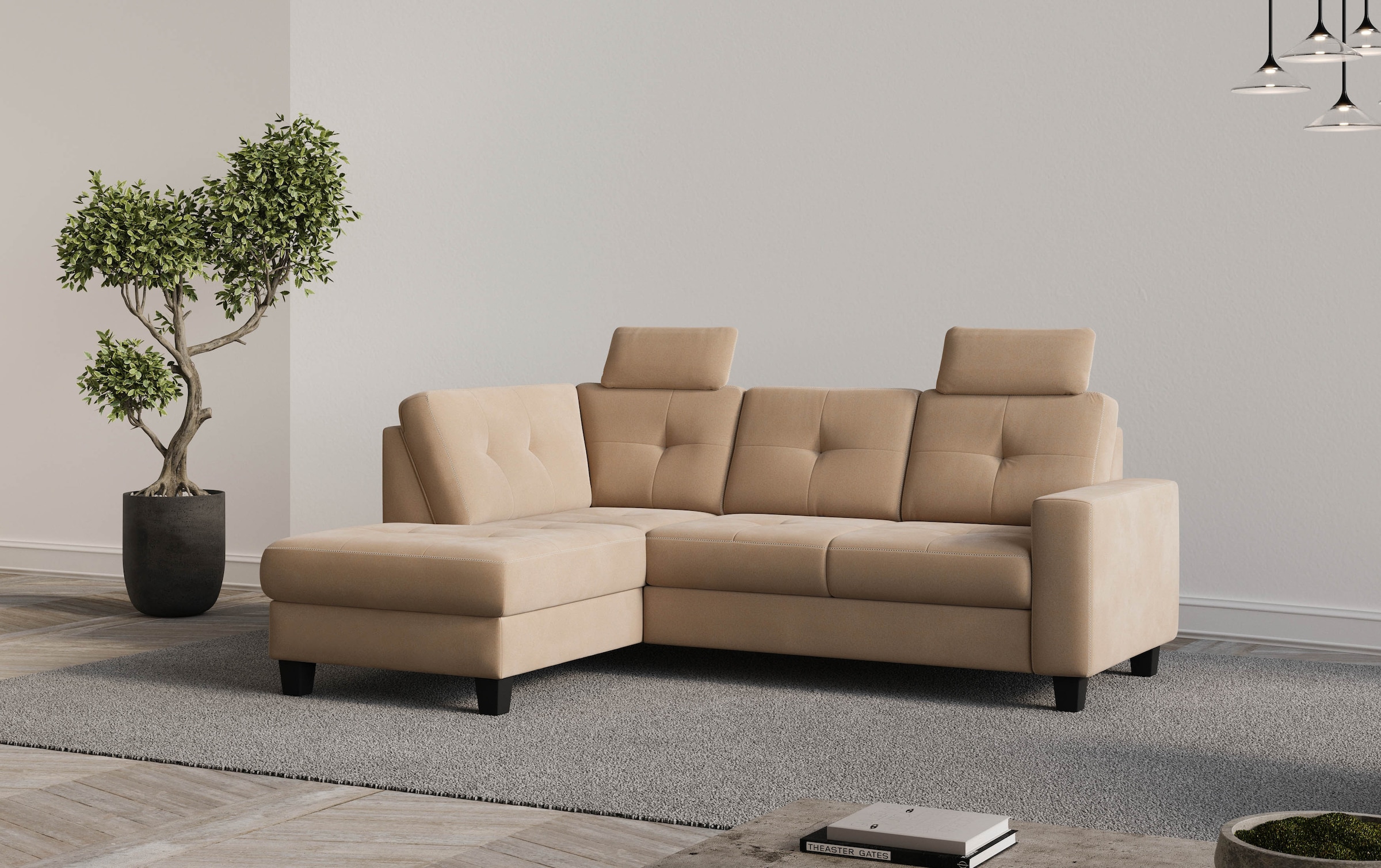 Places of Style Ecksofa »Varese«, Kreuznaht in beige günstig online kaufen
