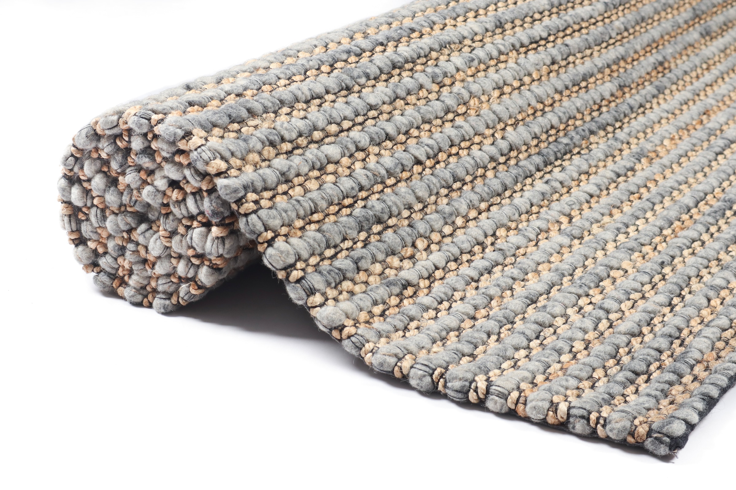 my home Wollteppich »Leevy, Wolle und Jute- handgewebt«, rechteckig, 25 mm Höhe, handgewebt, Handweb Teppiche, Wohnzimmer, Schlafzimmer, Esszimmer