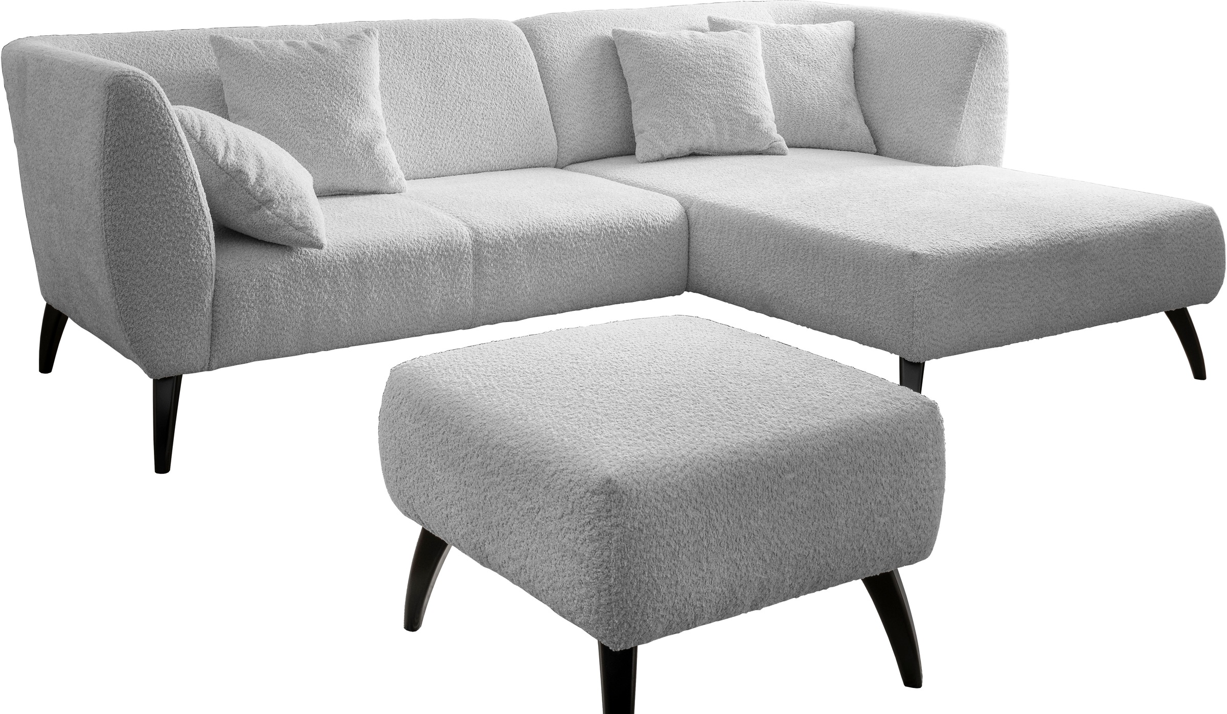 INOSIGN Ecksofa »Colori L-Form«, Holzfußfarbe wählbar, inkl. 4x Zierkissen günstig online kaufen