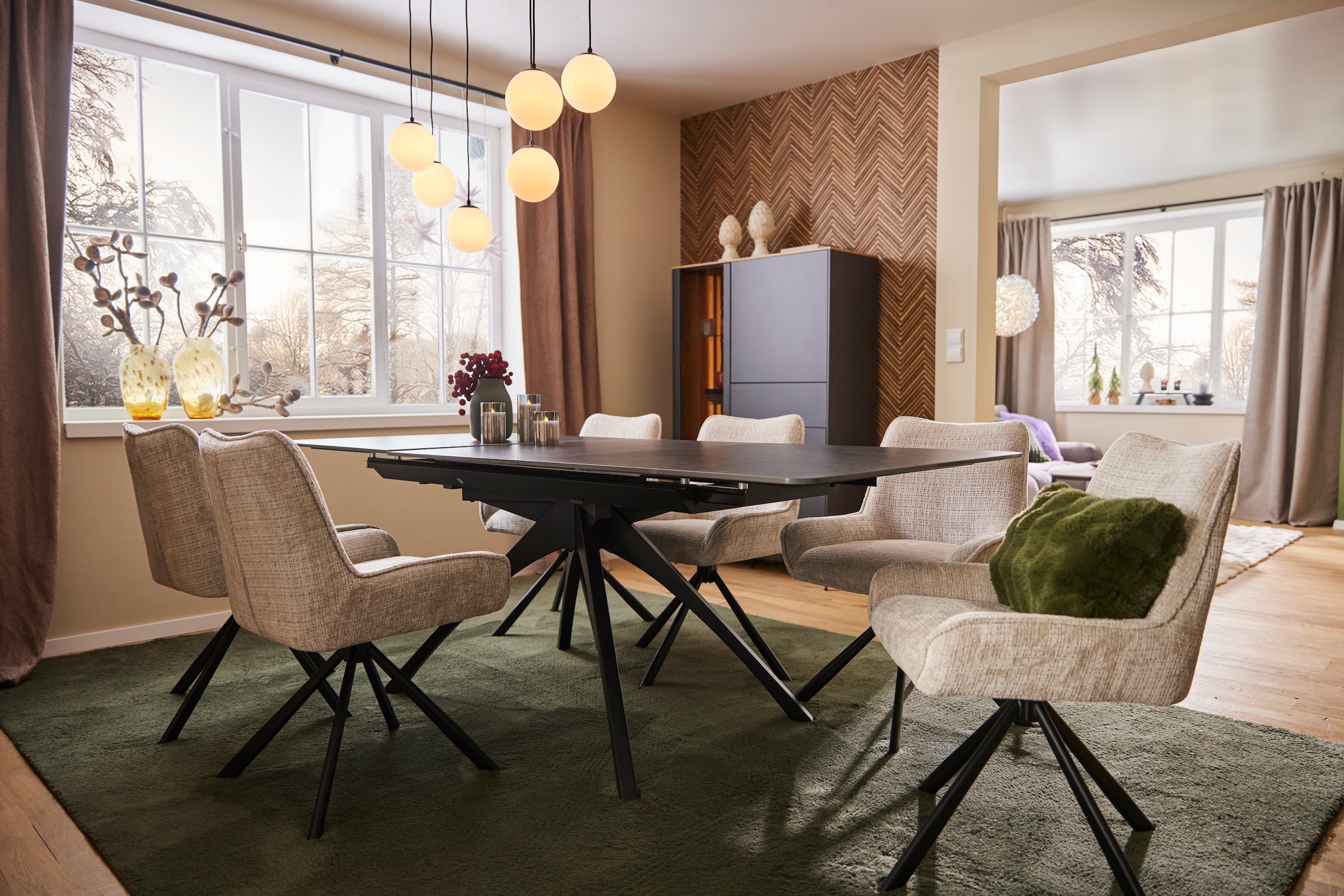 MCA furniture Esstisch »CERRITO Auszugtisch 160-220 cm - marmoriert« 1 Stk. tlg. Keramik,Metall,Synchronauszug,ausziehbar,8-10 Personen