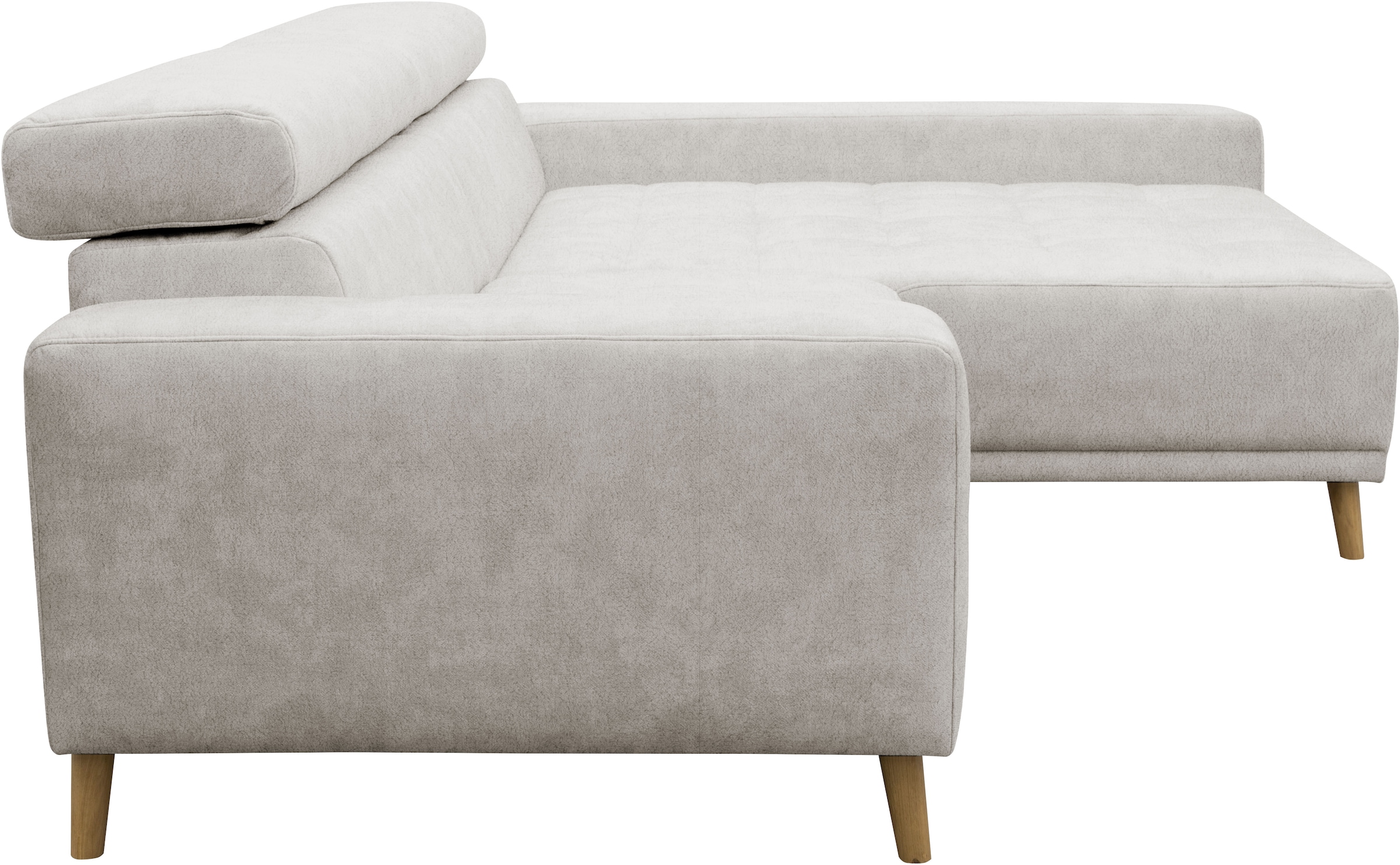 OTTO home Ecksofa »Greevy 248 x 172 cm mit Steppungen, für gängige Saugroboter geeignet« Kopfteile verstellbar, aus pflegeleichtem, weichem Luxus-Microfaser