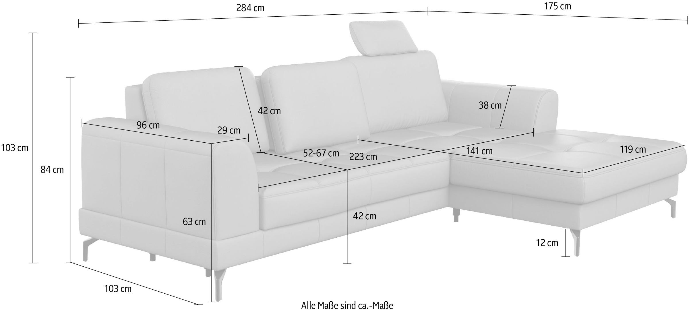 sit&more Ecksofa »Bendigo L-Form«, inklusive Sitztiefenverstellung, Bodenfreiheit 12 cm, in 2 Fußfarben