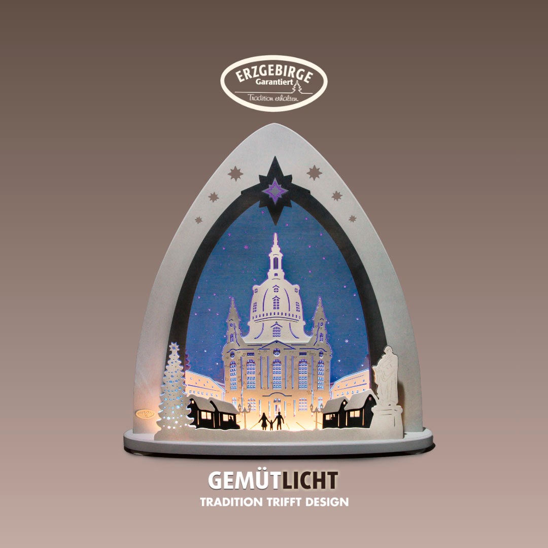 Weigla Lichterbogen "Dresdner Frauenkirche, LED Spitze aus Holz & Acrylglas günstig online kaufen
