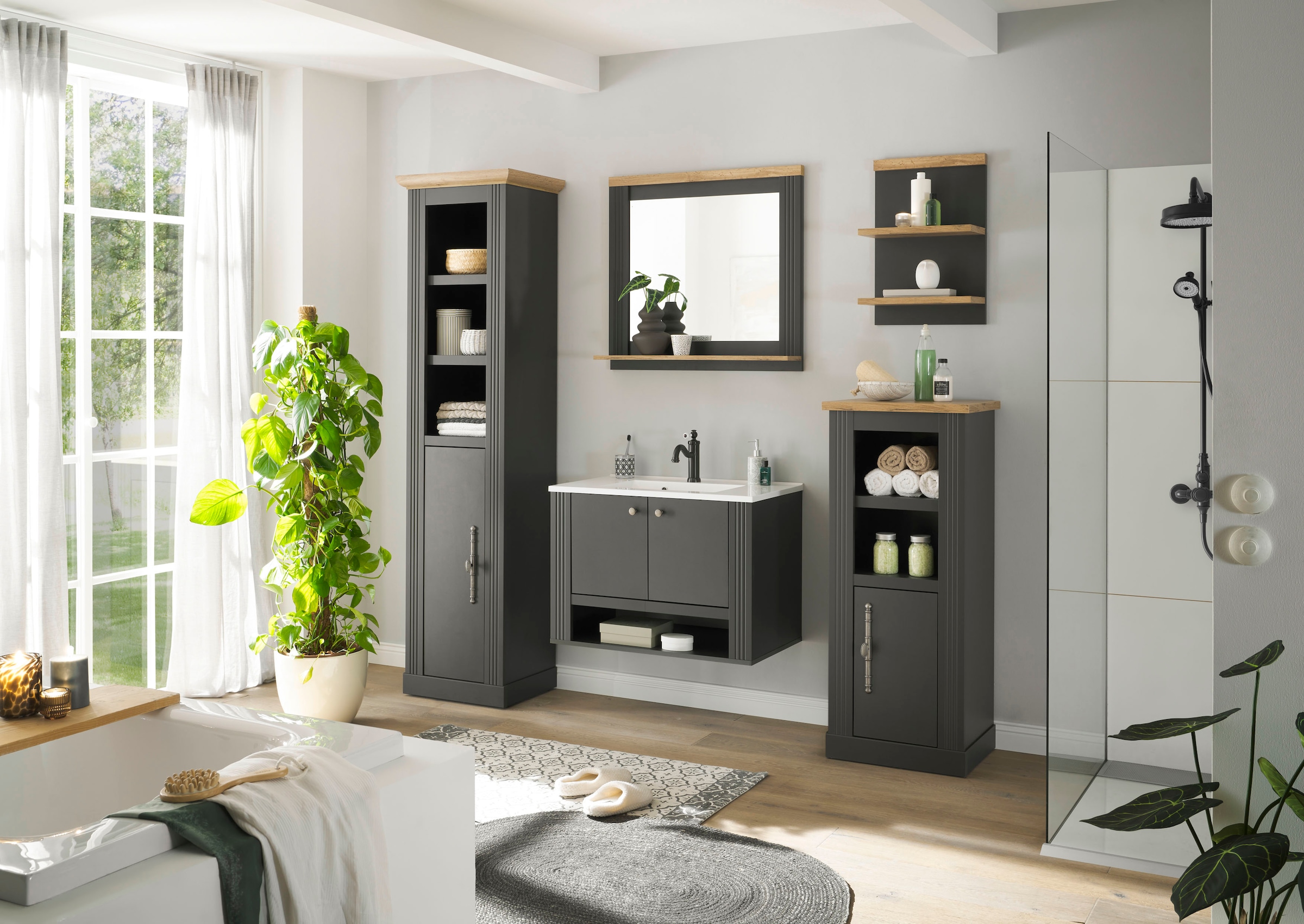 Home affaire Badmöbel-Set »WESTMINSTER, Bad im Landhausstil, 5-teiliges Bad günstig online kaufen