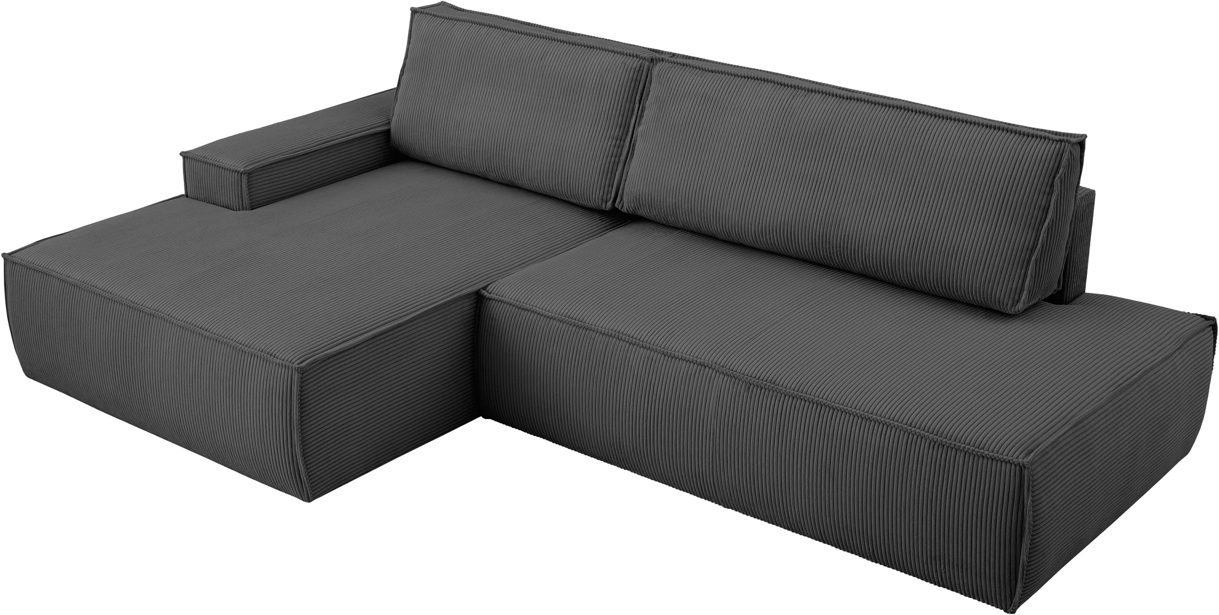 Home affaire Ecksofa »SHERWOOD, Schlafsofa in L-Form offen (275cm), Cord, Leinenoptik«, Schlaffunktion und Bettkasten, Kedernaht, hoher Sitz- & Liegekomfort