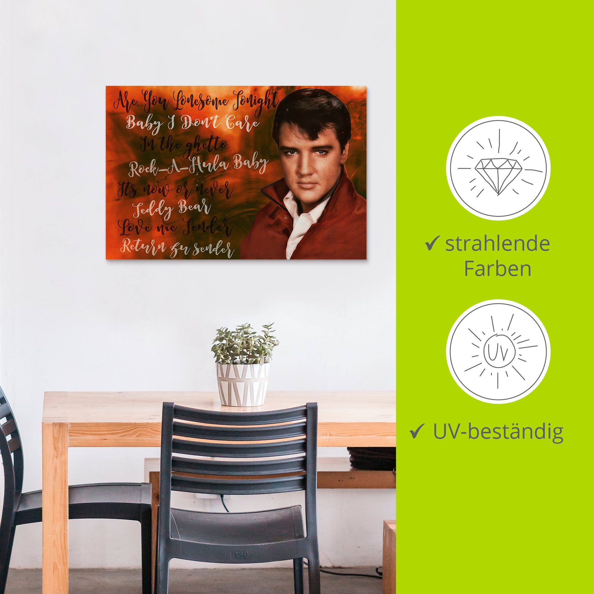 Artland Wandbild »Elvis Star«, Bilder von berühmten Musikern, (1 St.), als Alubild, Outdoorbild, Poster in verschied. Größen