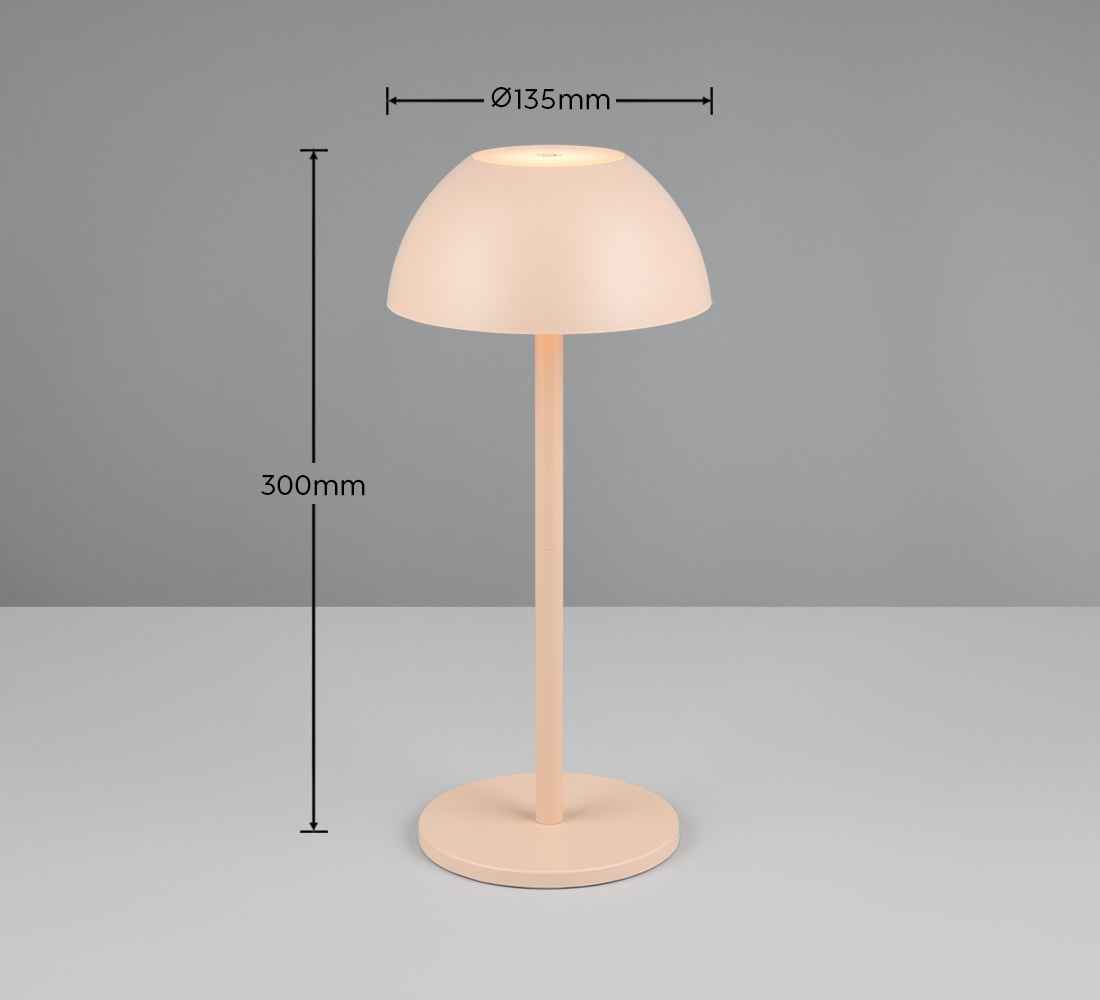 my home LED Außen-Tischleuchte »Abbey Tischleuchte 2er-Set«, 1 flammig, Leuchtmittel LED-Board | LED fest integriert, 2er Set Outdoor Akku Tischlampe Pilzdesign USB-C 4-fach Touch Dimmer