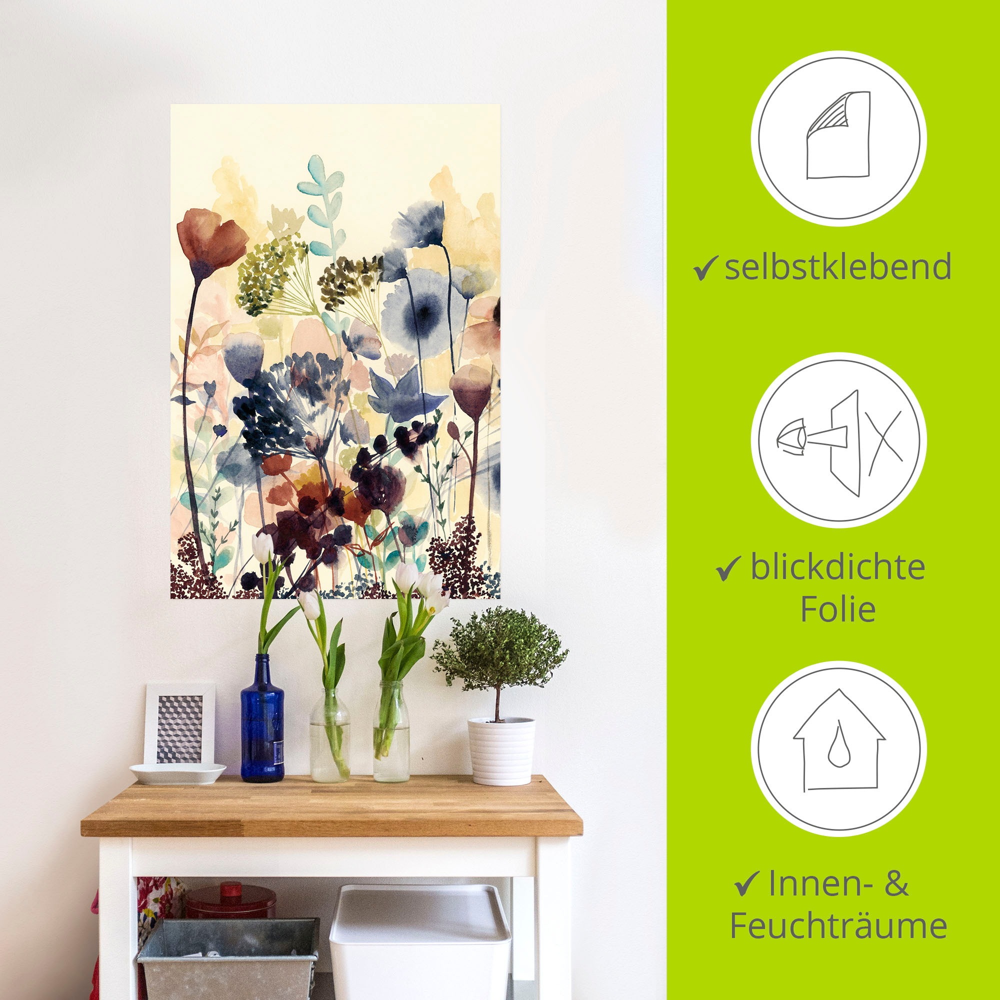 Artland Wandbild »Sonnengetrocknete Blüten I«, Blumenwiese, (1 St.), als Alubild, Outdoorbild, Leinwandbild, Poster, Wandaufkleber