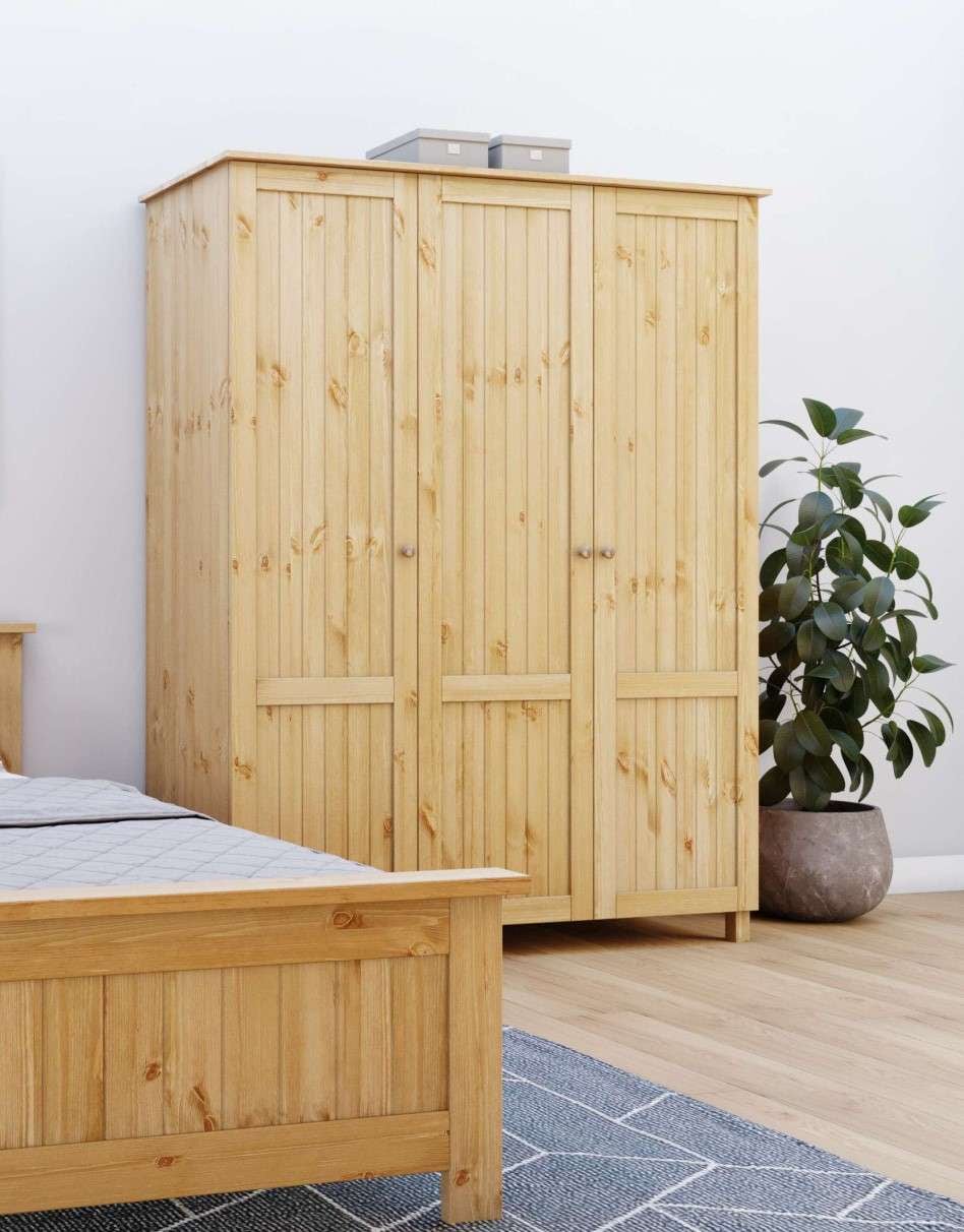 Home affaire Kleiderschrank »Juventus, Drehtürenschrank, Schrank«, mit 3 Türen, 143 cm breit, aus massiver Kiefer, FSC®-zertifiziert