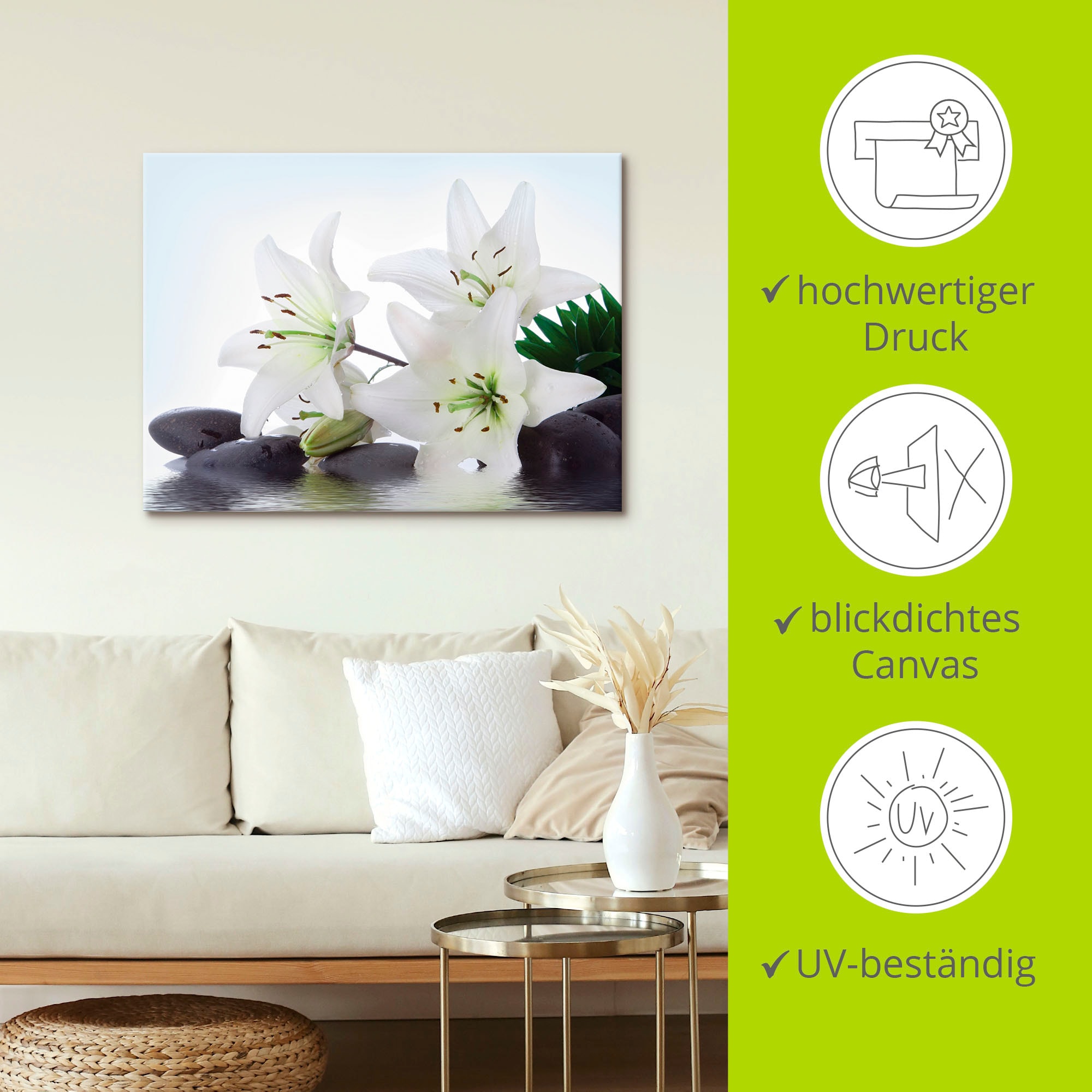 Artland Wandbild »Madonna-Lilien und Spasteine« Zen 1 Stk. tlg. als Leinwandbild, Poster, Wandaufkleber in verschied. Größen