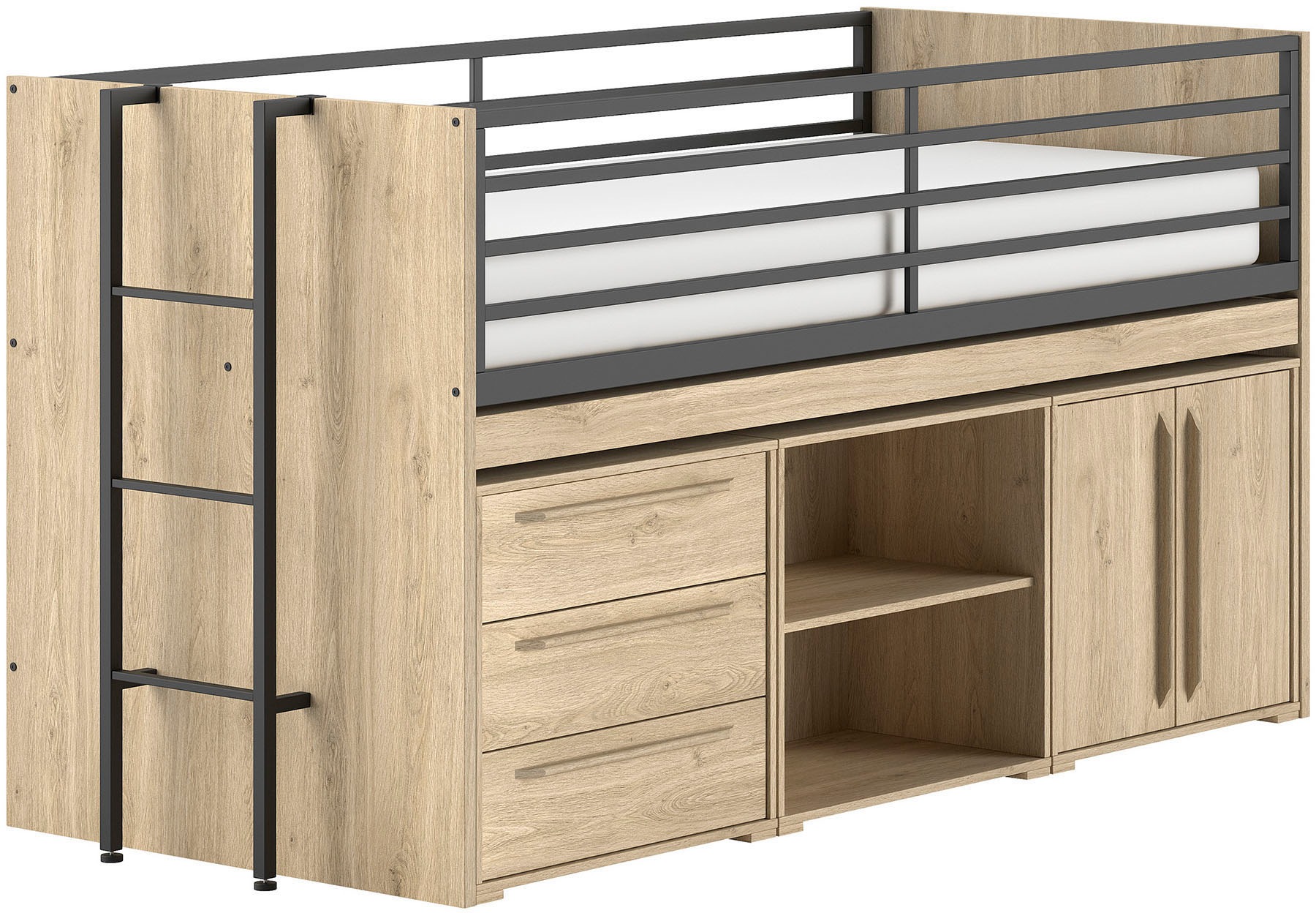 Vipack Stauraumbett »Sam, schlafen und arbeiten in einem, wahlweise Eiche- günstig online kaufen