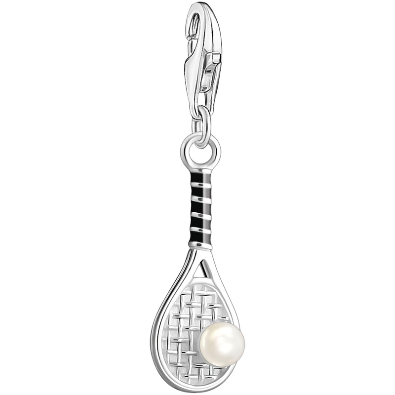 THOMAS SABO Charm-Einhänger »Tennisschläger mit weißer Perle« mit Süßwasserzuchtperle silberfarben-weiß Charm-Anhänger Tennisschläger mit weißer Perle