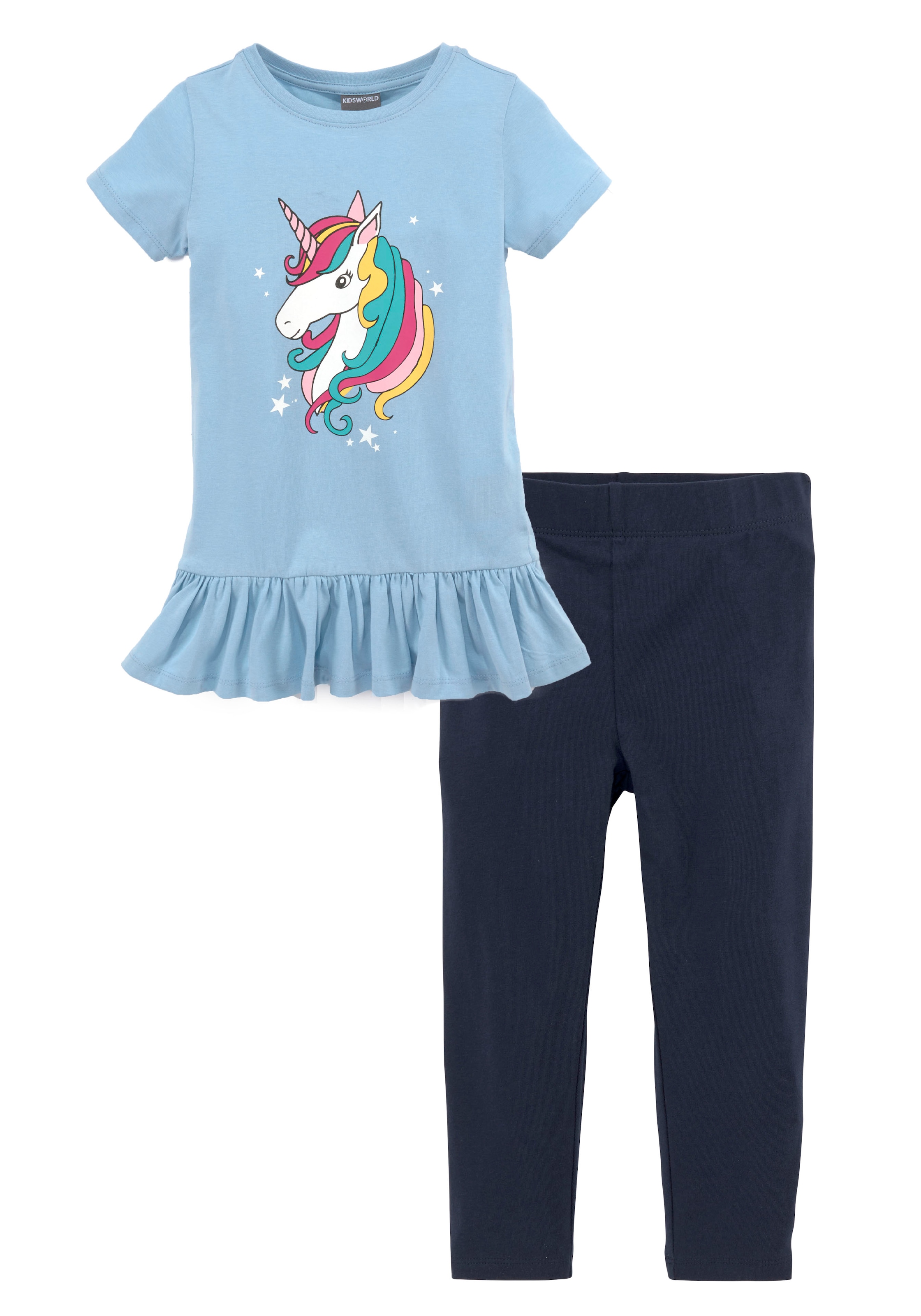Shirt & Leggings »EINHORN«, mit Rüschen und Einhorndruck für kleine Mädchen