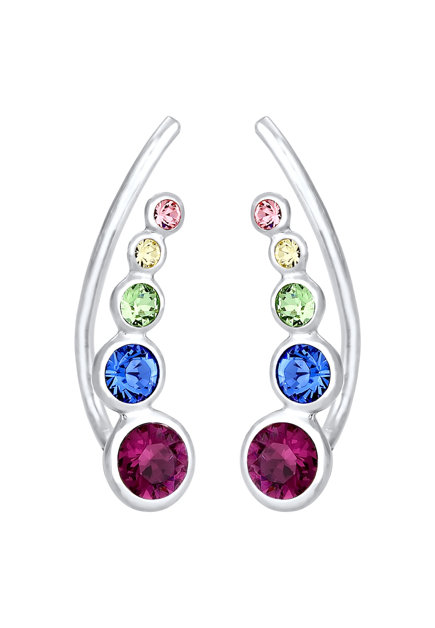 Elli Paar Ohrstecker »Earclimber Regenbogen Glas Kristalle 925 Sterling Silber«