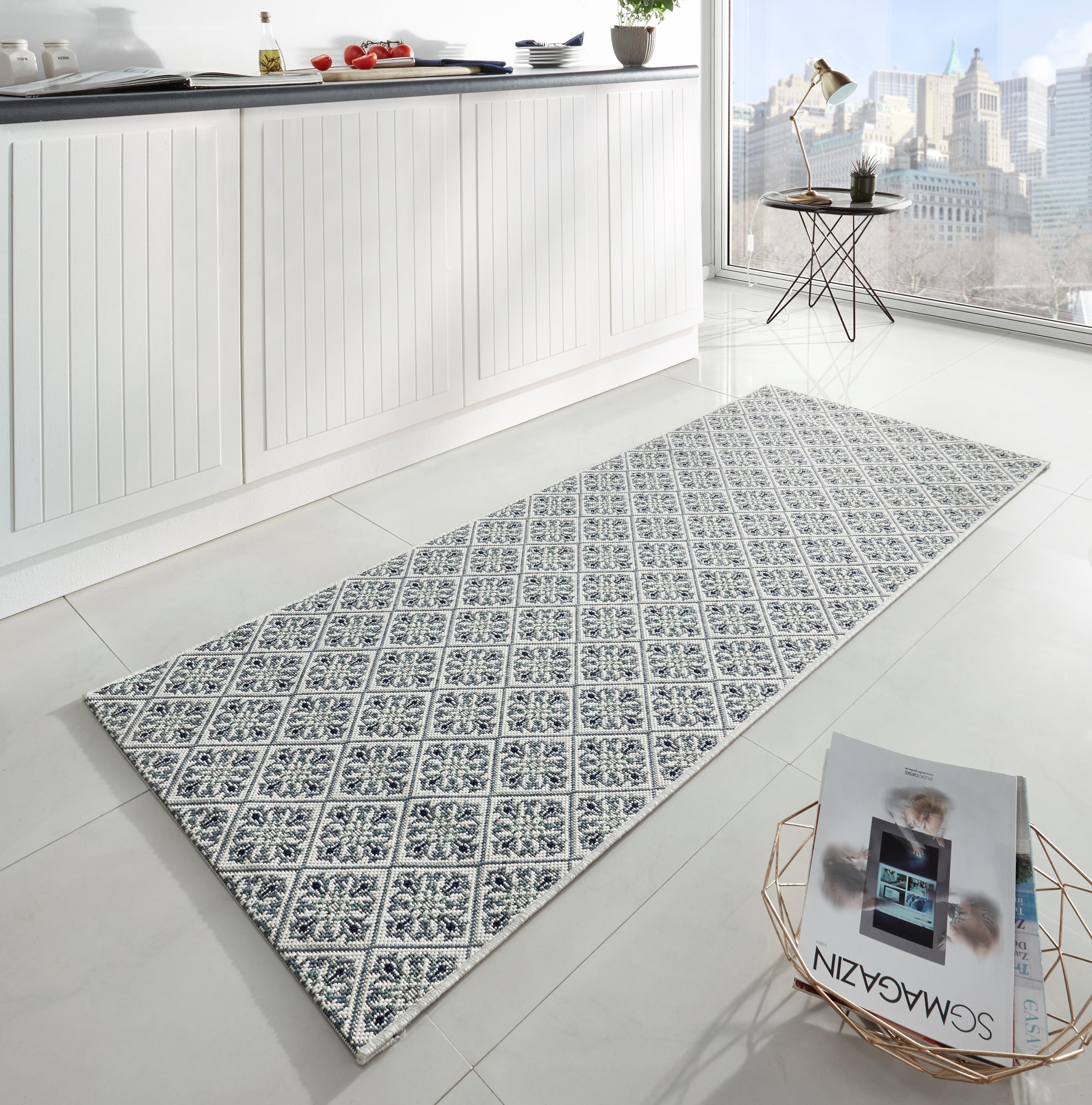 HANSE Home Läufer »Flake«, rechteckig, 8 mm Höhe, Flachgewebe, Fliesen Optik, Gemustert, Strapazierfähig, Pflegeleicht