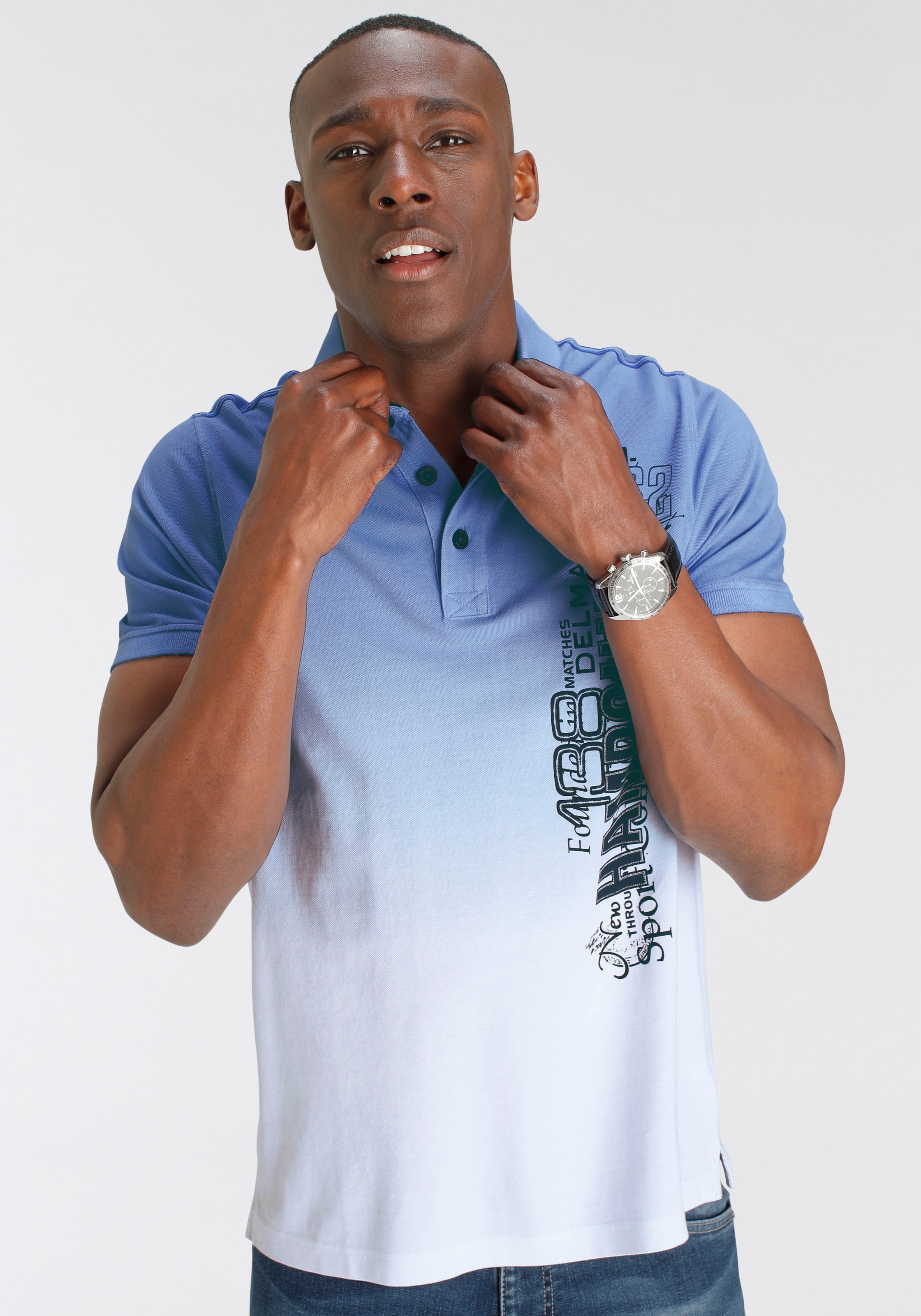 DELMAO Poloshirt, kurzärmelig, lässiges Batikmuster, Polokragen