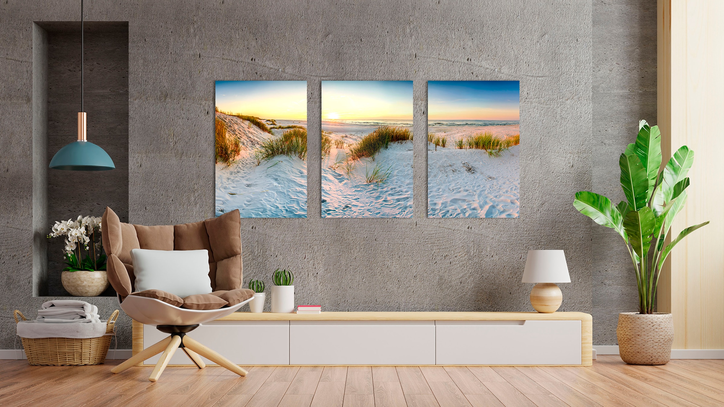 queence Acrylglasbild "Sunset Beach 3-teilig", Strand, (1 St.) günstig online kaufen