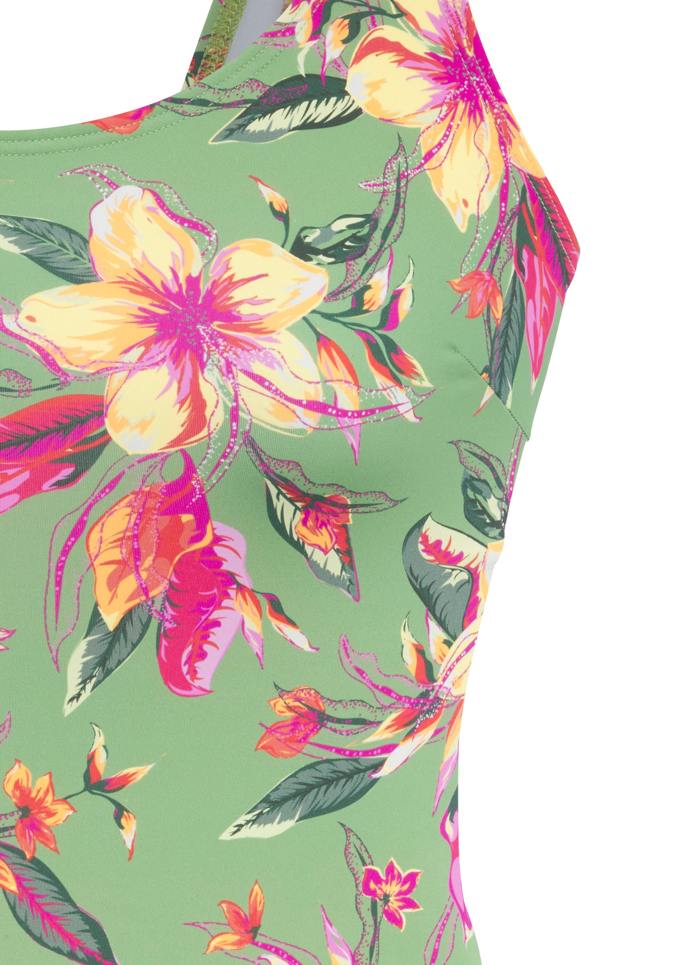 LASCANA Badeanzug »Malia« mit seitlicher Raffung und tropischem Print