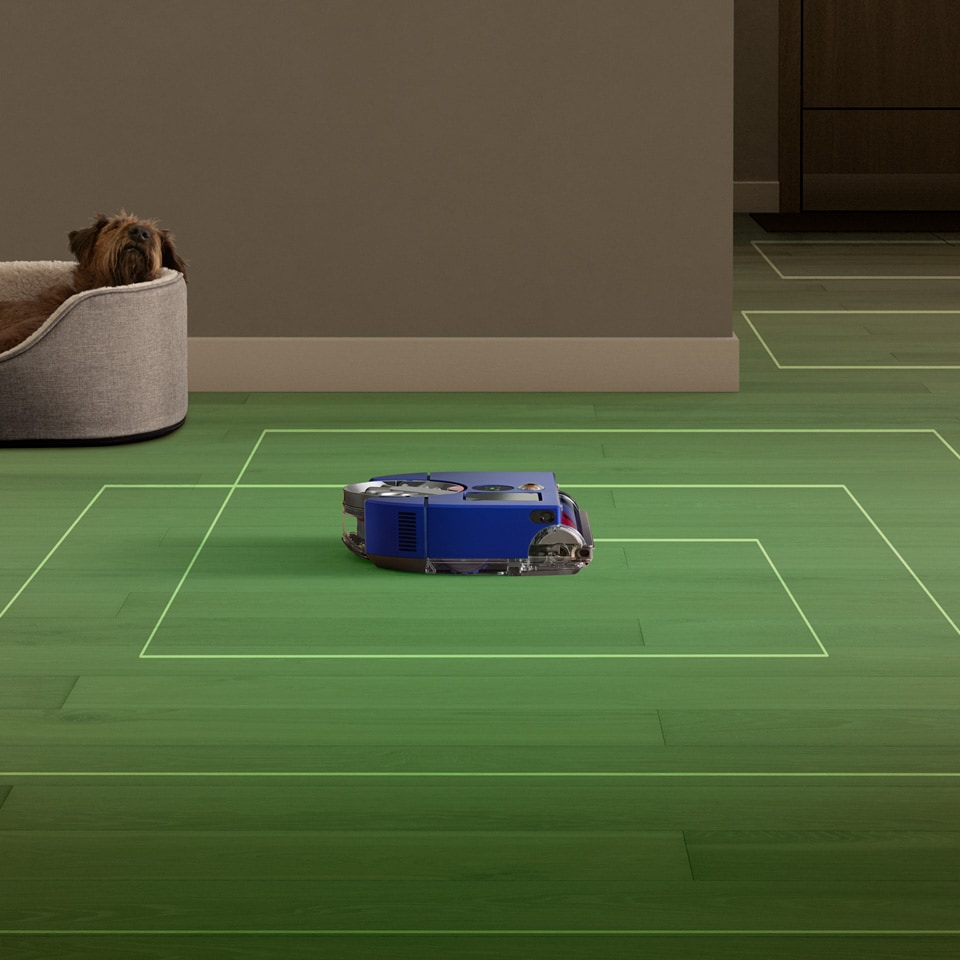 DYSON Saugroboter »Dyson 360 Vis Nav™ mit Wischfunktion, 360° Kamerasystem« HEPA-Filter, beutellos, 9,9cm flach