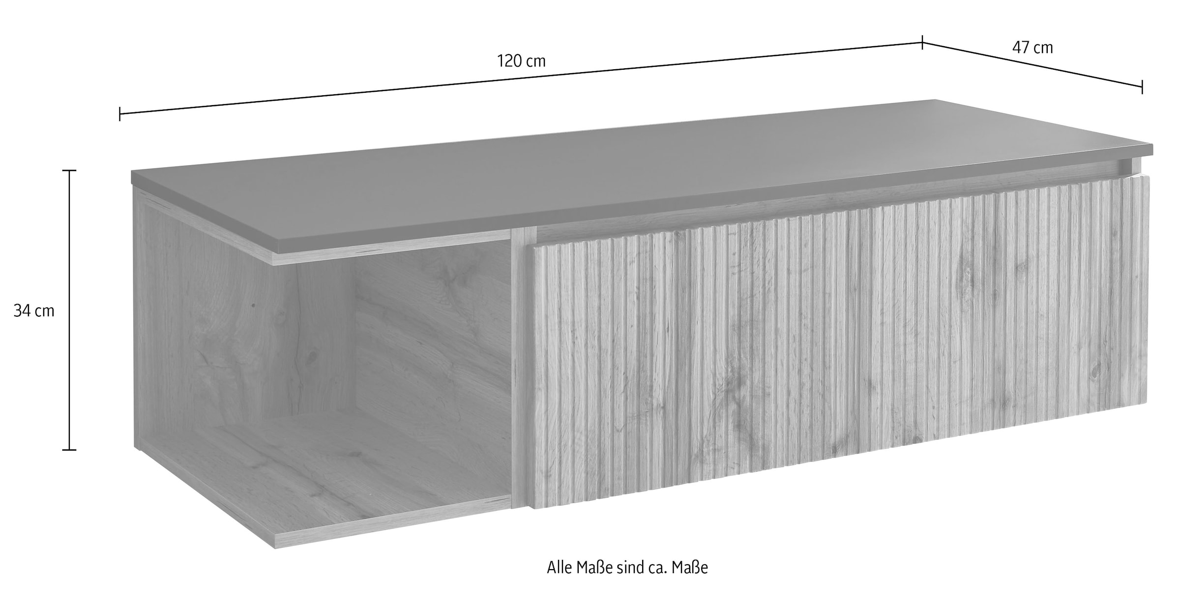 BASIC by Balculina Waschbeckenunterschrank »Loris BxHxT 120x34x47 cm« 1 Stk. tlg. Breite 120cm, Softclose, L/R montierbar