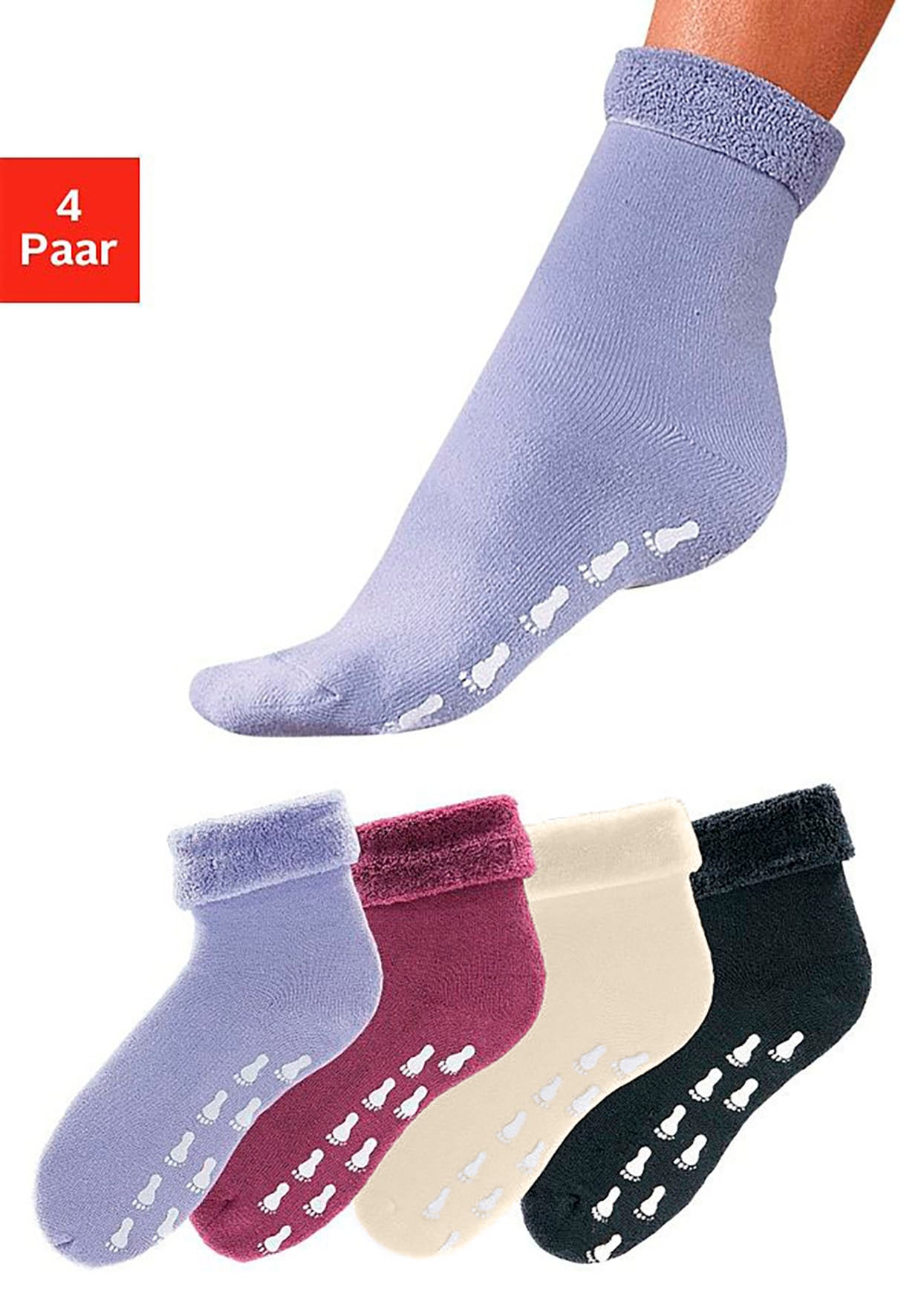 Go in ABS-Socken, (Packung, 4 Paar), mit Antirutschsohle und Vollfrottee