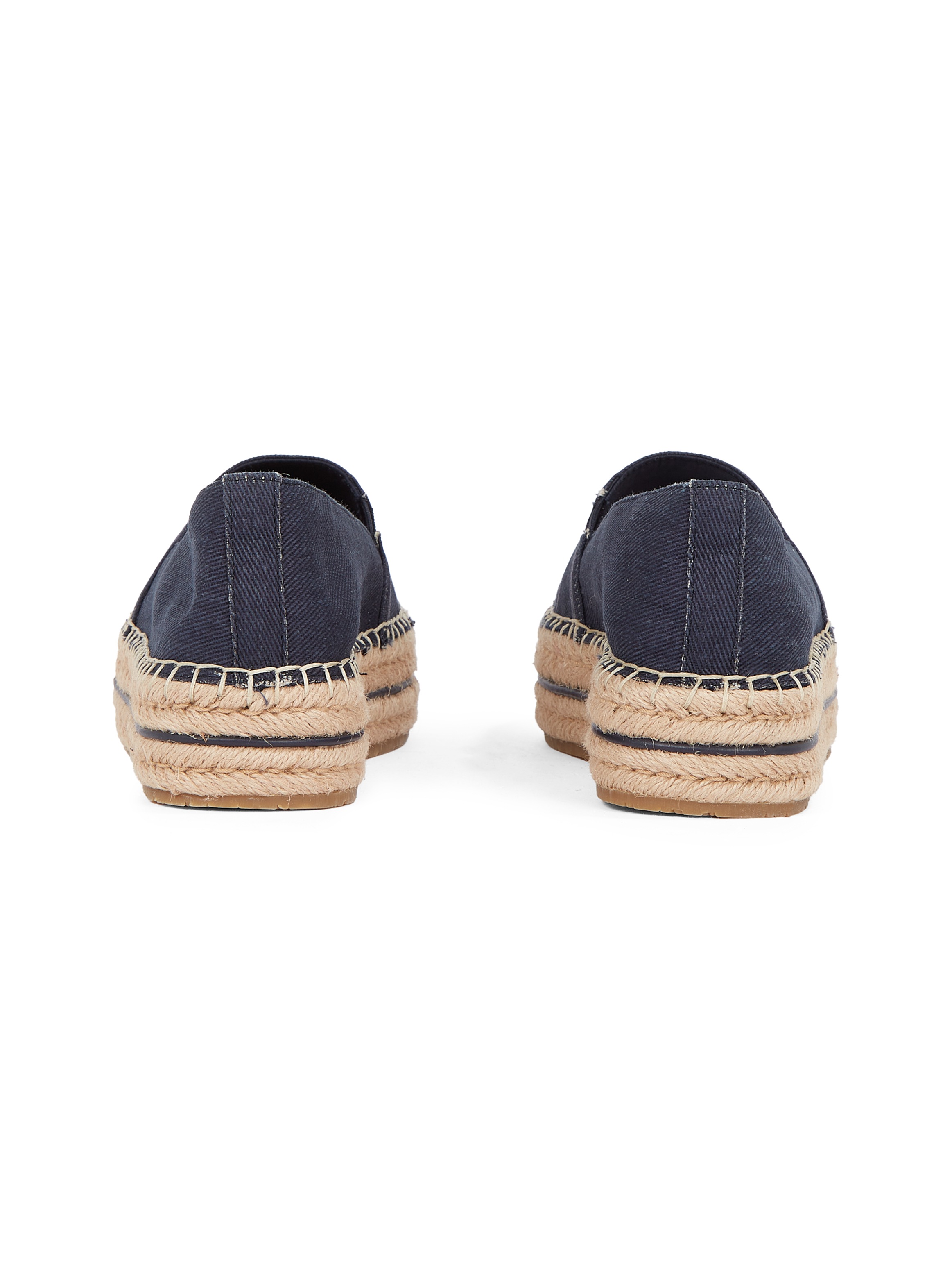Tommy Hilfiger Espadrille »DENIM PLATFORM ESPADRILLE«, Plateau, Slipper, Schlupfschuh, Bequemschuh mit Bastbezug am Plateau