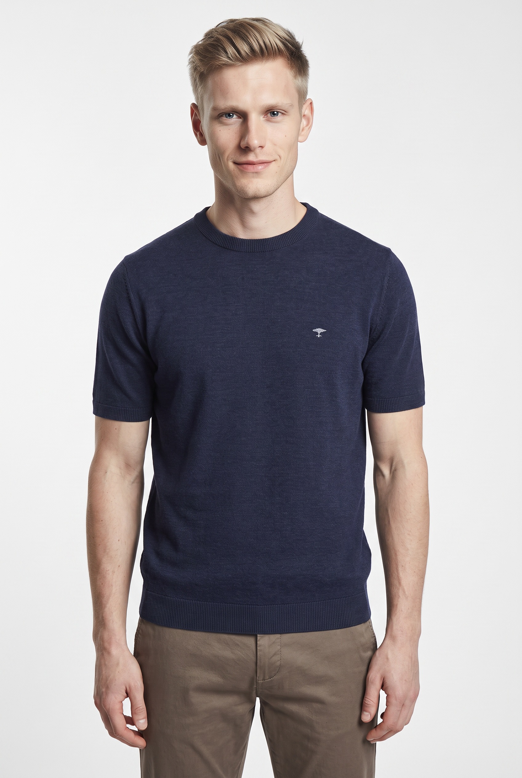 FYNCH-HATTON Strickpullover Sommerpullover - halbarm - mit Stickerei