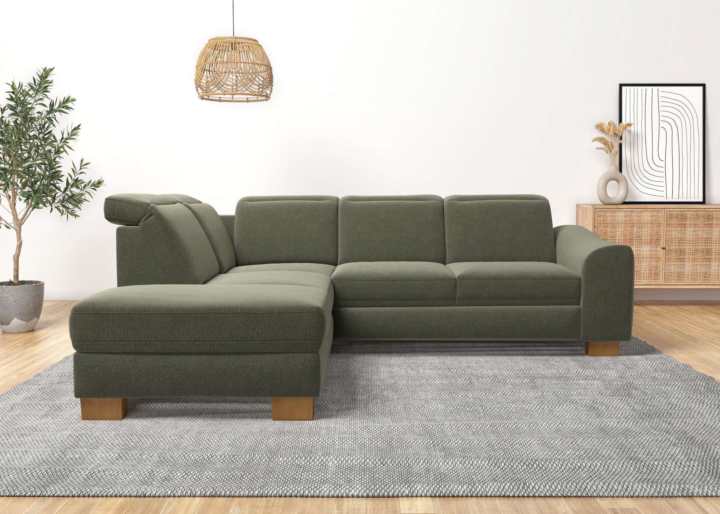 Home affaire Ecksofa »Dundee L-Form«, wahlweise mit Kopfteilverstellung und zusätzlich mit Bettfunktion