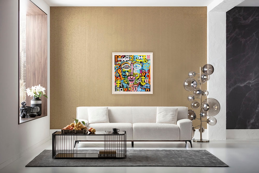 Kare Design Bild mit Rahmen »Gerahmtes Bild Doodle Face 80x80cm« 1, 