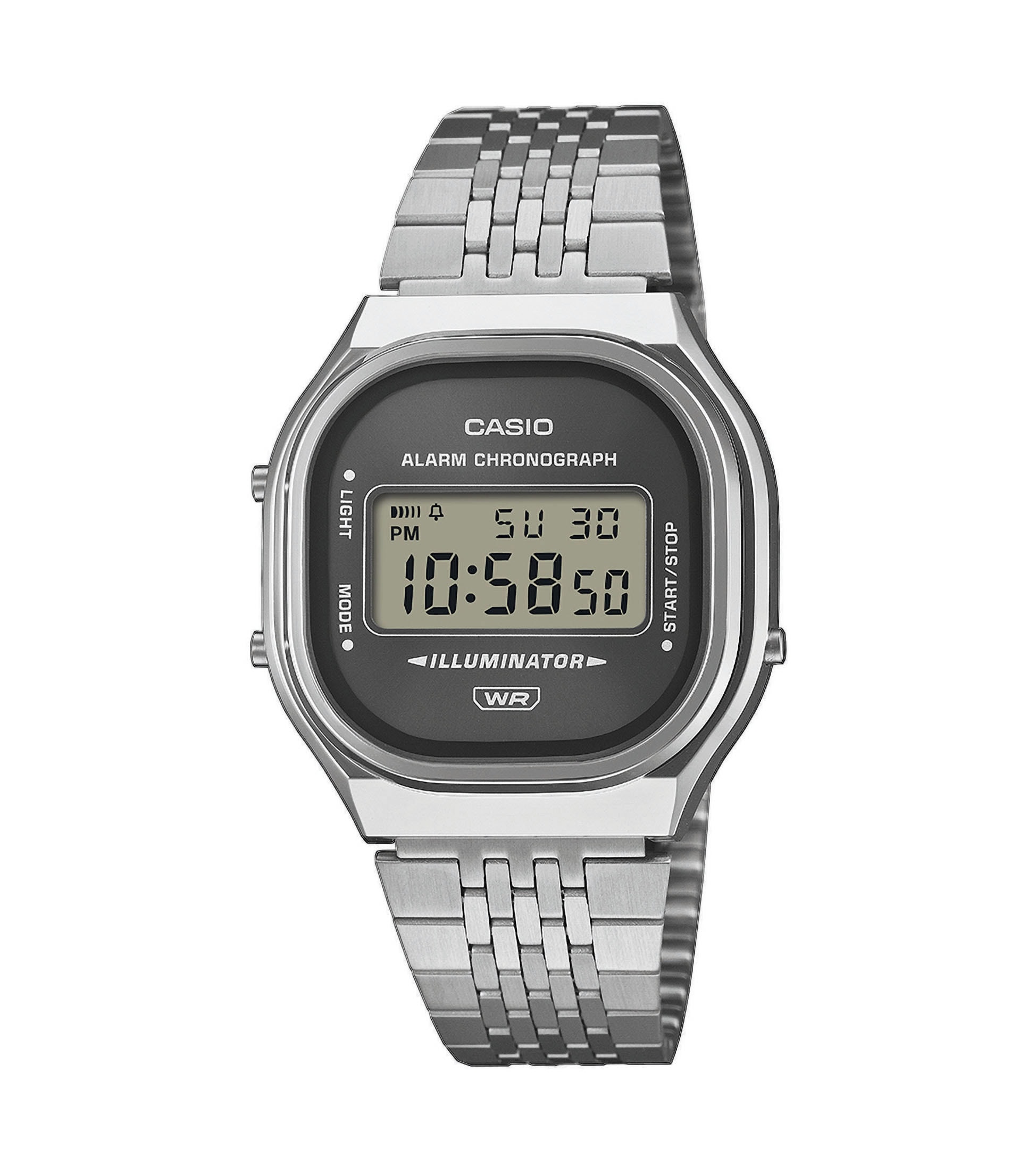 CASIO VINTAGE Chronograph Quarzuhr, Armbanduhr, Damenuhr, Herrenuhr, Edelstahlarmband, digital