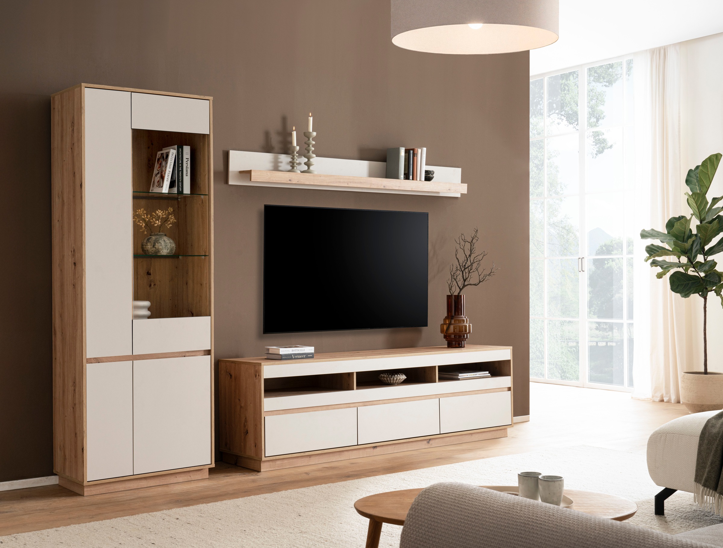 Home affaire Wohnwand »Sonora, moderne Anbauwand, Komplettset in Kaschmir/Eiche« Komplett-Set, 3 Stk. tlg.