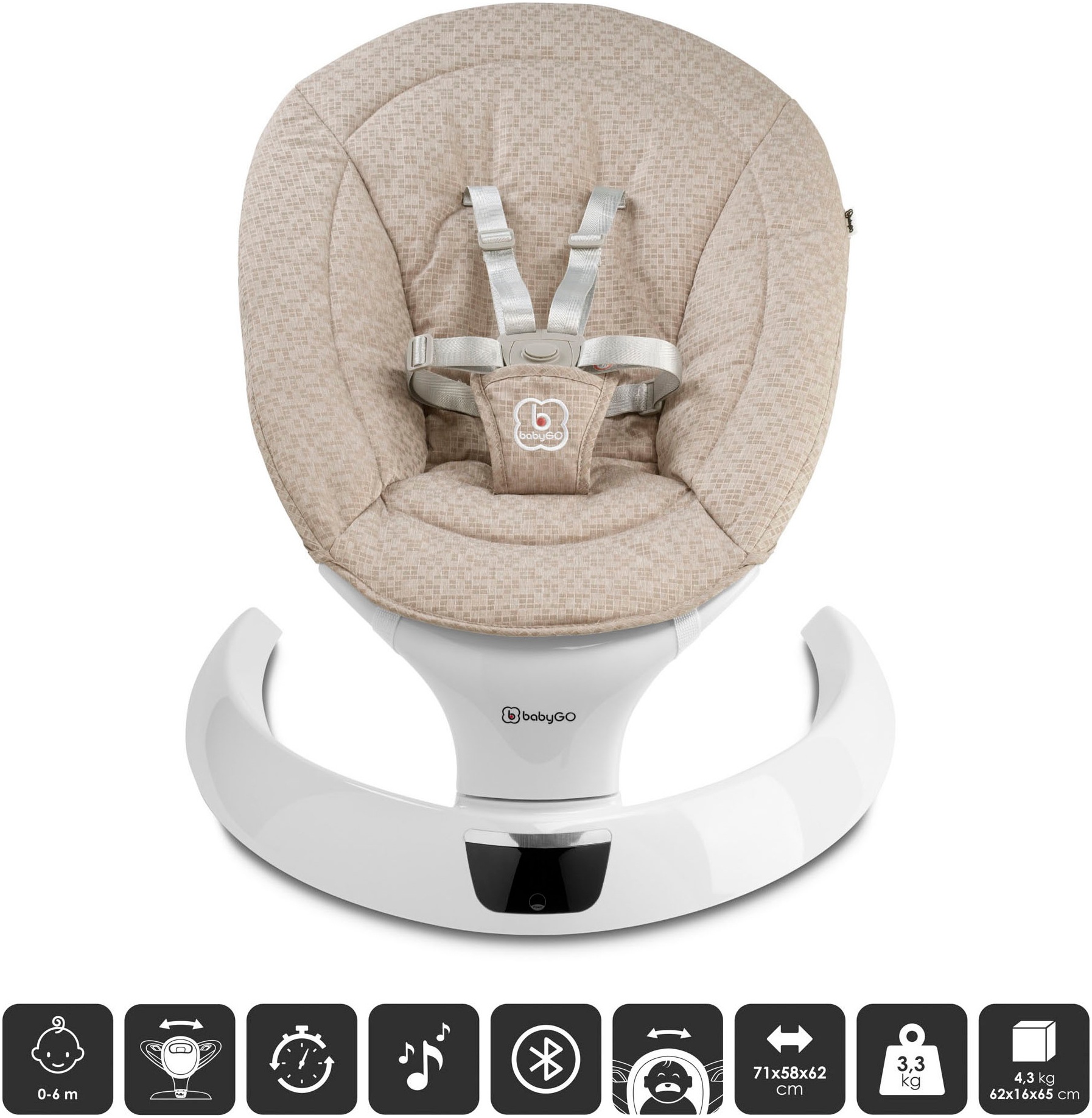 BabyGo Babywippe »Swing«, bis 9 kg, mit Fernbedienung, Musik, Schaukelfunktion