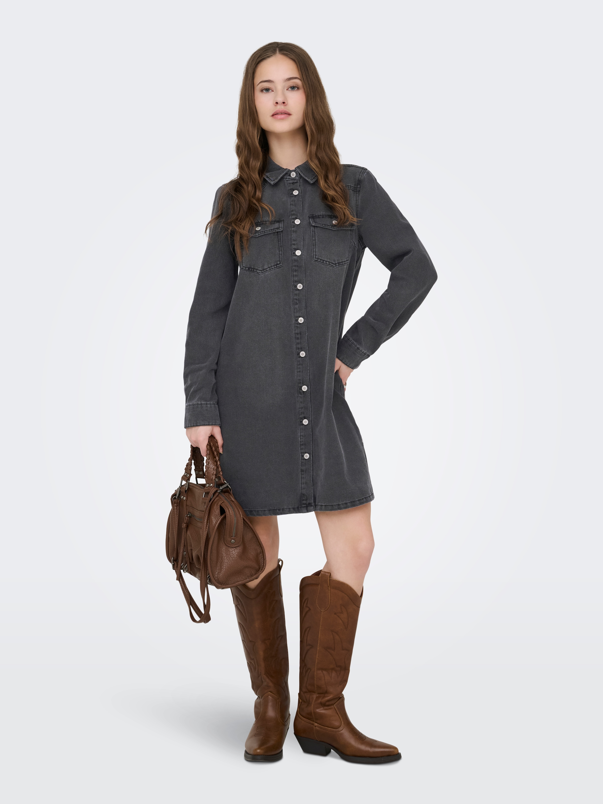 ONLY Jeanskleid »ONLLISA L/S DNM DRESS GUA NOOS« Brusttaschen