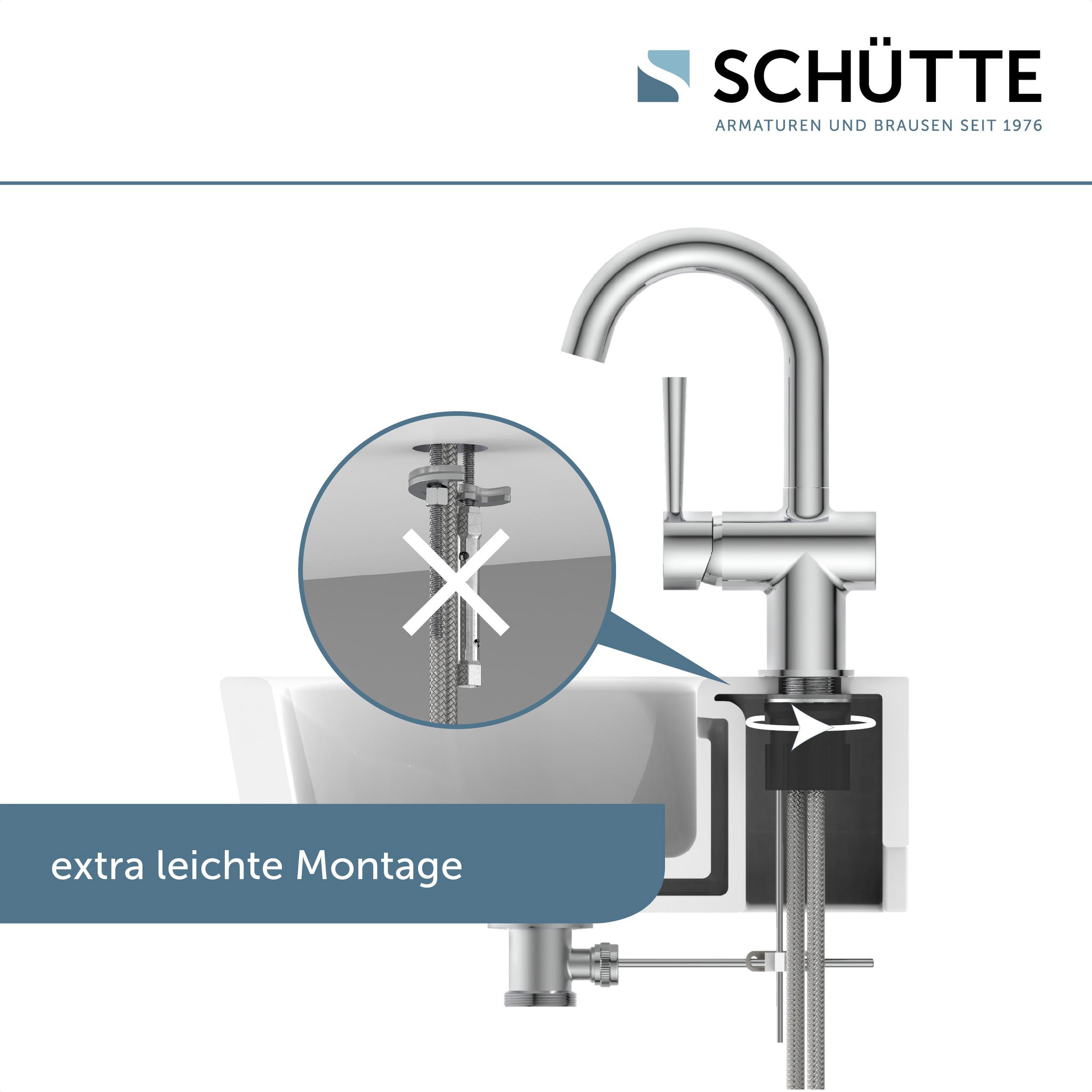 Schütte Waschtischarmatur »CORNWALL«, energiesparende Cold-Start-Funkt., 150° schwenkbar, inkl. Pop-up